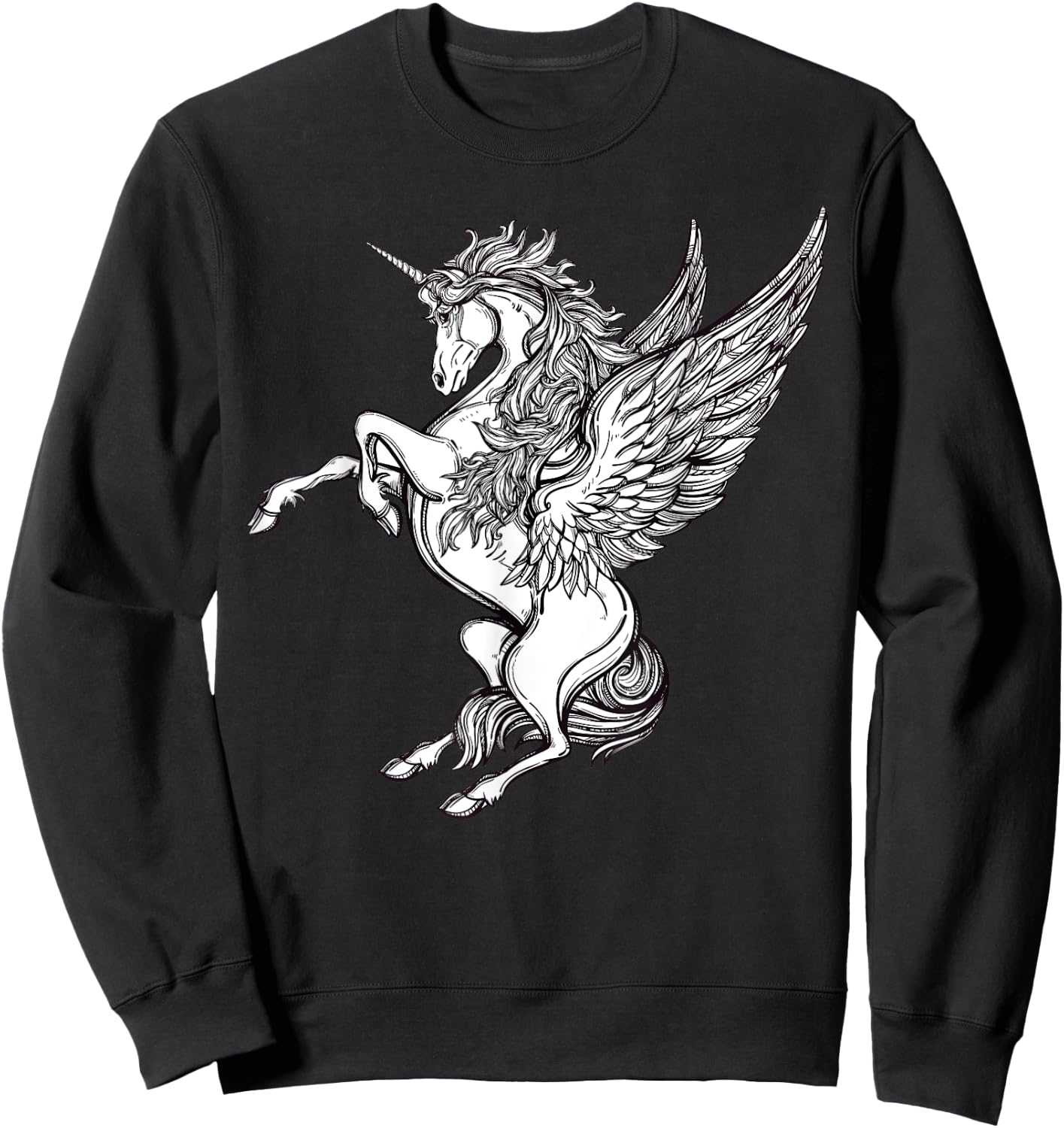 Victorian Unicorn - Magic Fairy Pegasus Engraving Sweatshirt - Sweatshirt | Black