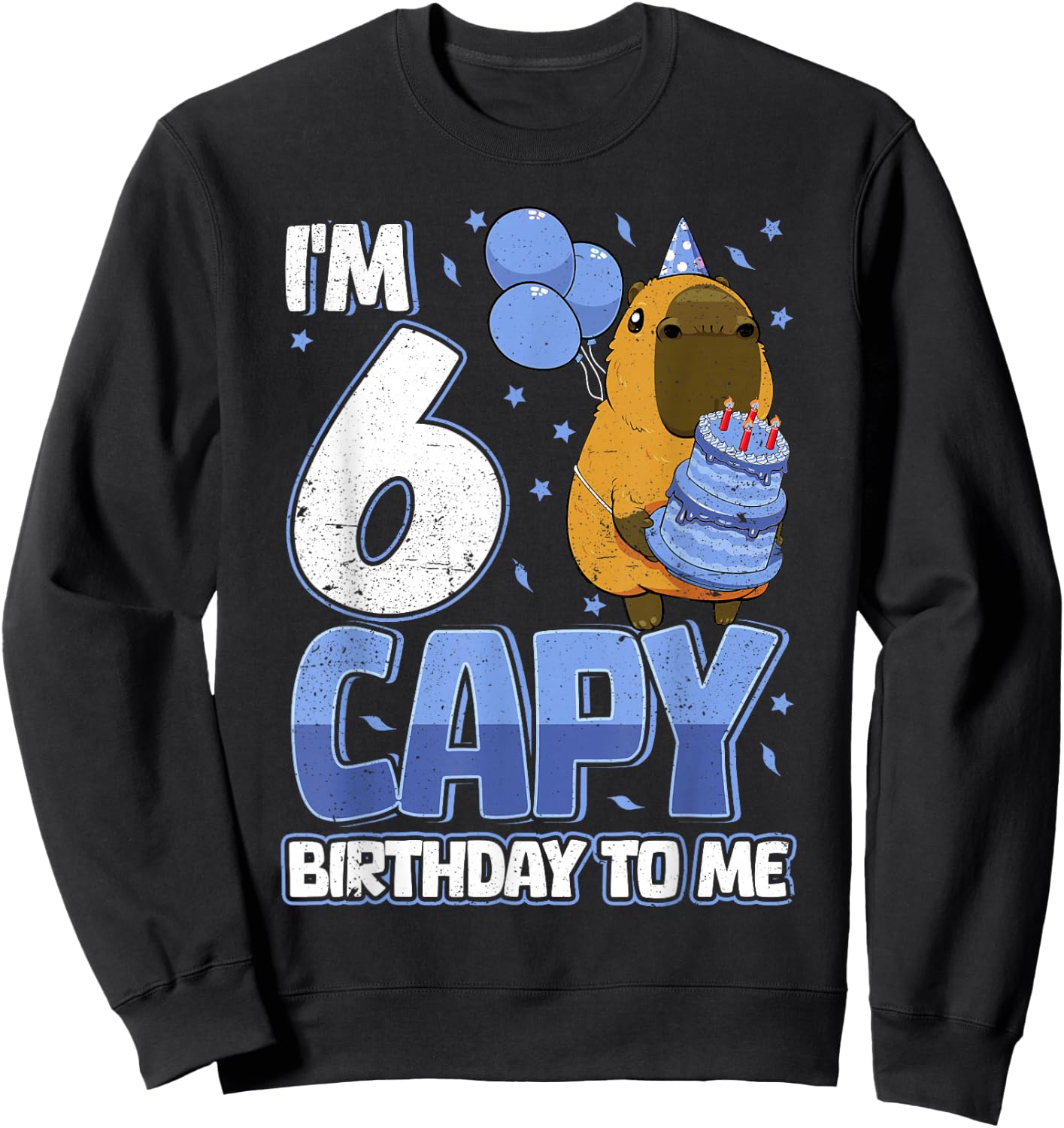 6 Years Capy Birthday to me Boys 6th Birthday Capybara Sweatshirt - Sweatshirt | Black