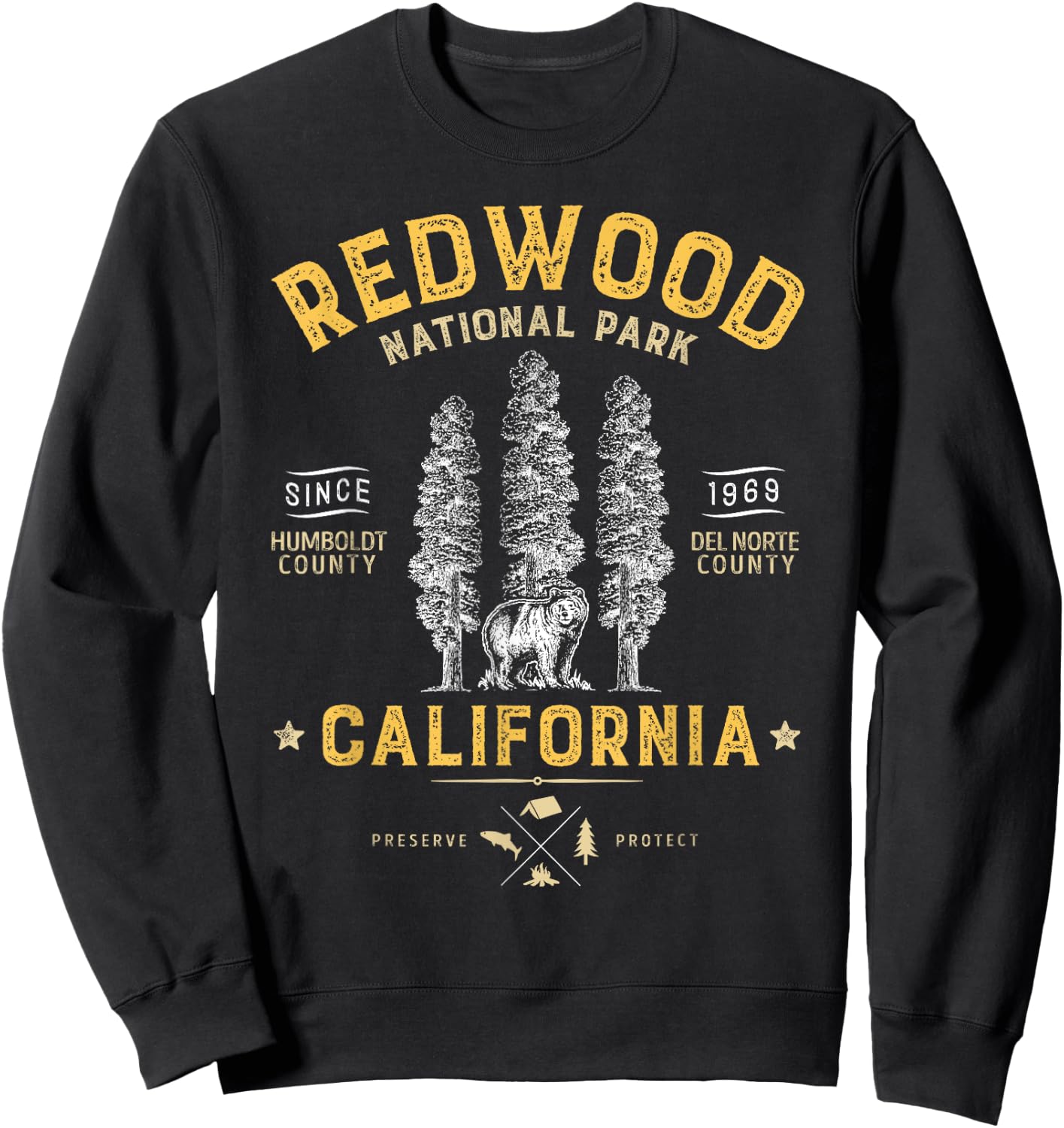 Redwood National Park T Shirt Vintage California Bear Gifts Sweatshirt - Sweatshirt | Black