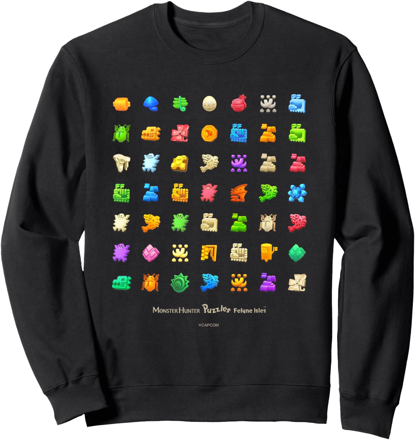 Monster Hunter Puzzles: Felyne Isles Pieces Sweatshirt - Sweatshirt | Black