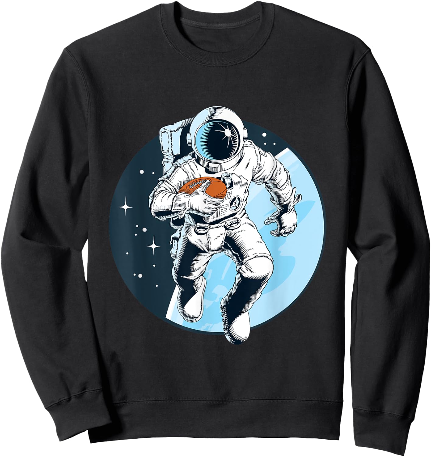 Astronaut Playing Football in Space Moon Touchdown Sweatshirt - Sweatshirt | Black