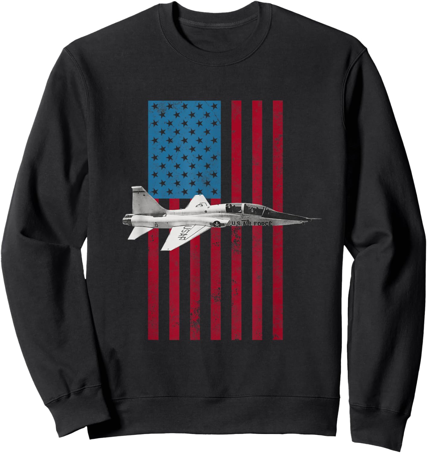 T-38 Talon USA American Flag - Military Sweatshirt - Sweatshirt | Black
