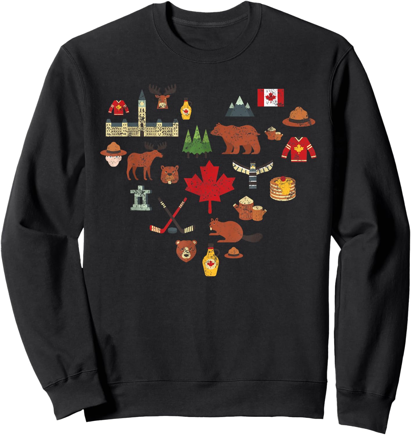 Canadian Vintage Symbols Canada Flag Maple Leaf RCMP Sweatshirt - Sweatshirt | Black