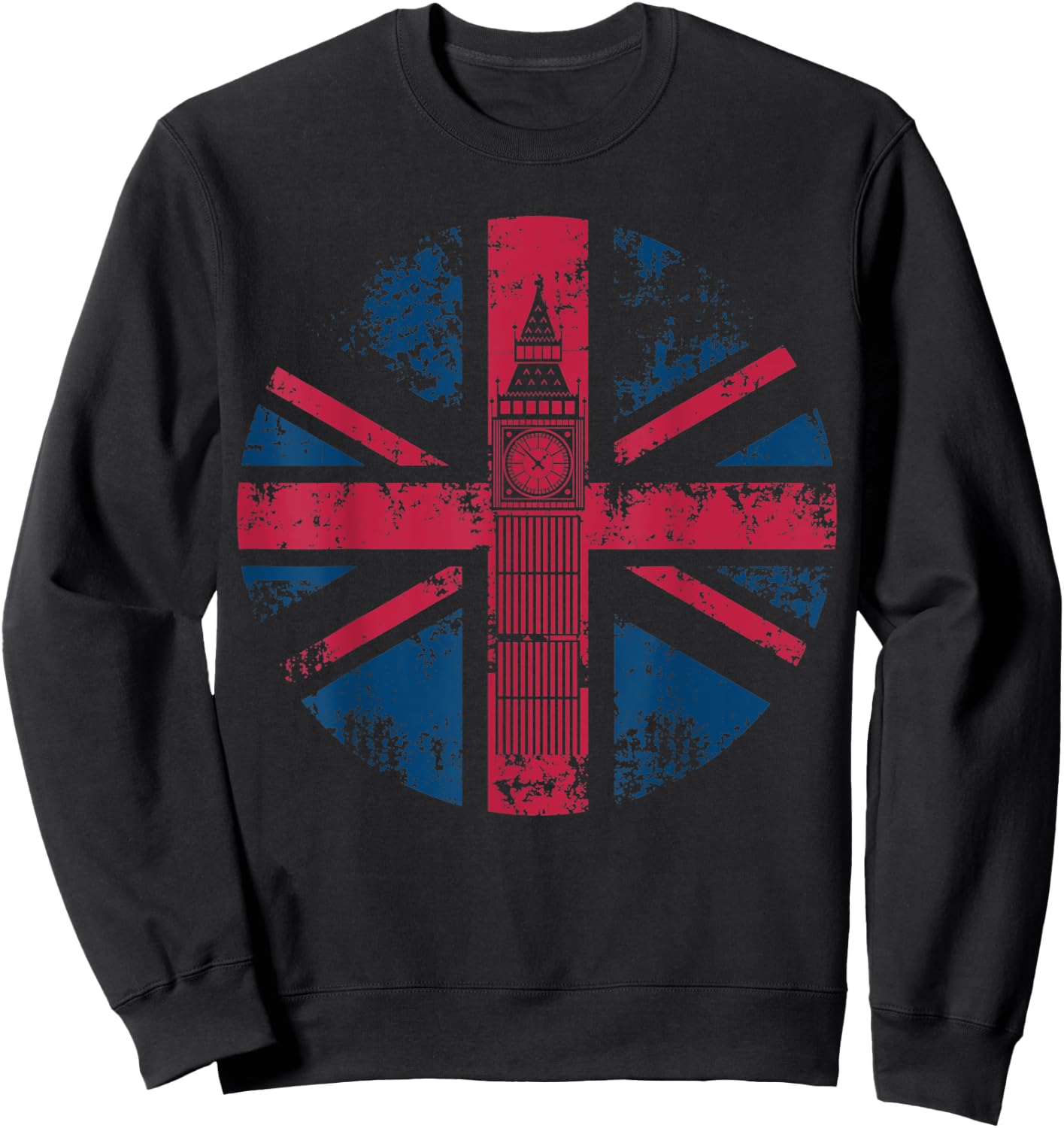 London Big Ben Union Jack Vintage UK Flag British Shirt Gift Sweatshirt - Sweatshirt | Black