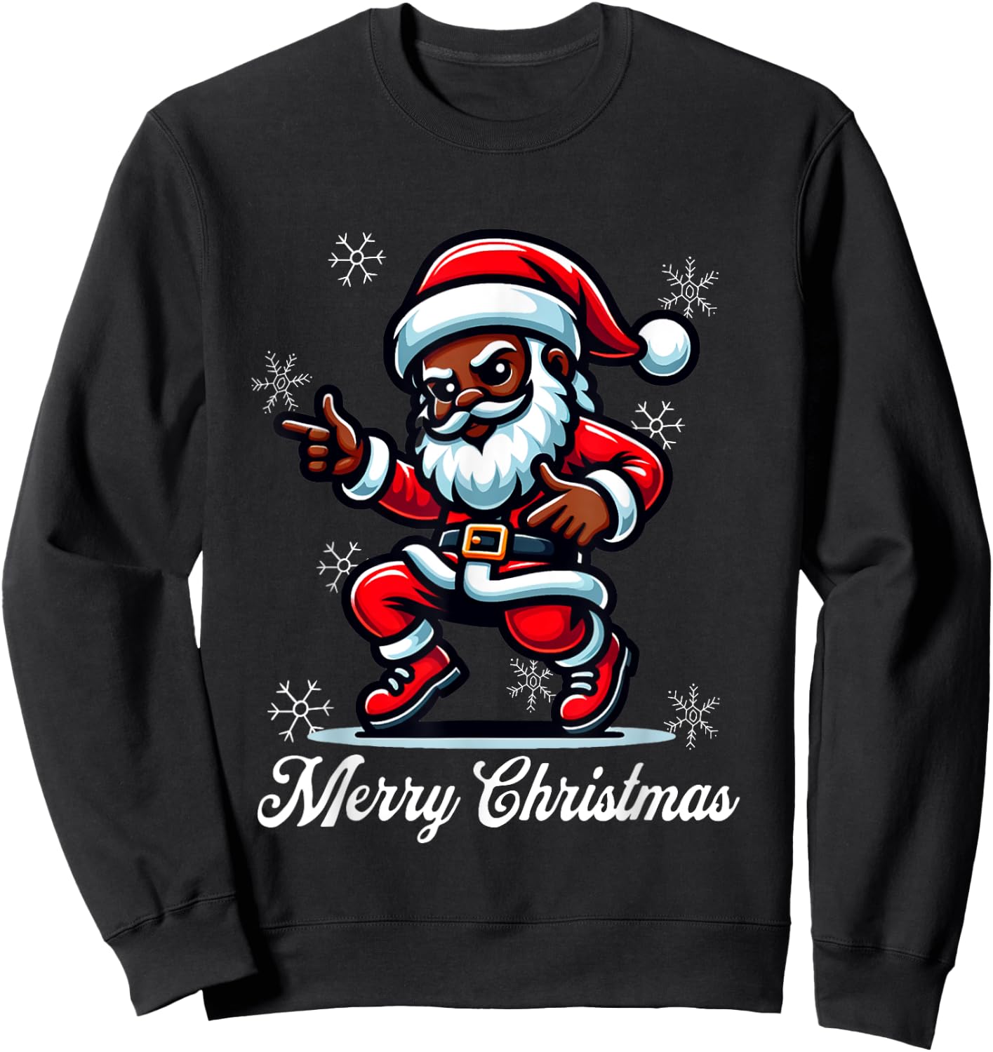 African American Santa Shirt Afro Santa Merry Christmas Sweatshirt - Sweatshirt | Black