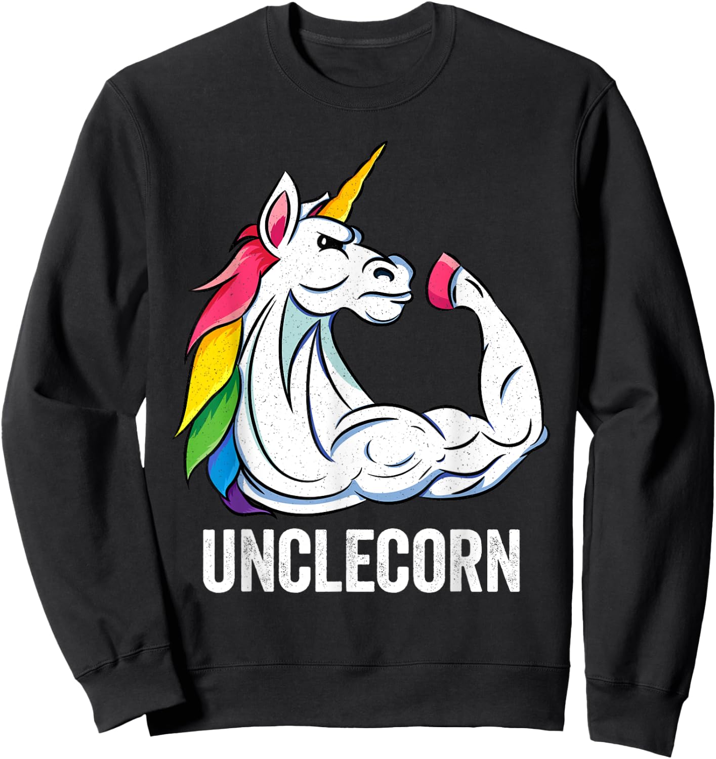 Cute Unicorn Uncle Girl Birthday Party Apparel UncleCorn Sweatshirt - Sweatshirt | Black