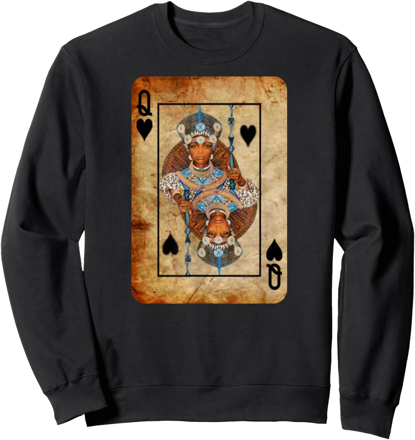 Black Queen Spade Playing Card - - Men Women Youth Sweatshirt - Sweatshirt | Black