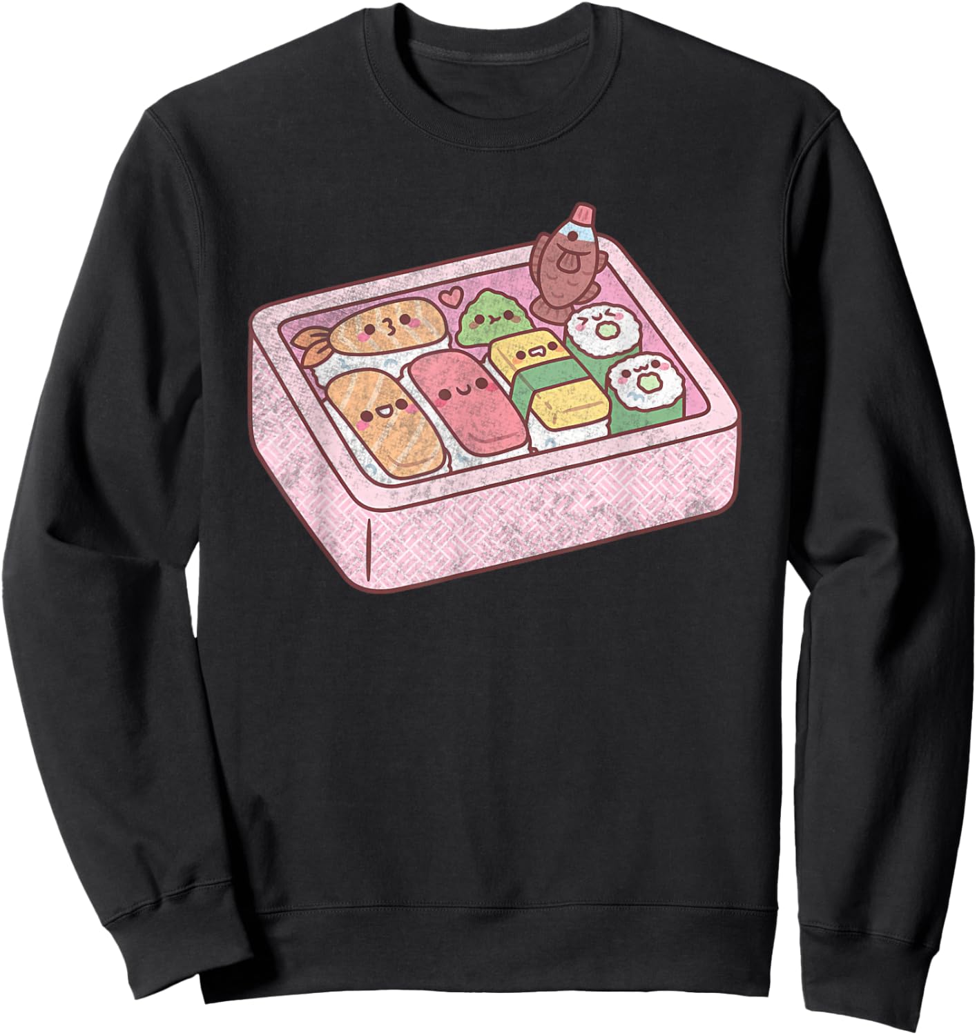 Funny Kawaii Japanese Bento Box Sushi Sweatshirt - Sweatshirt | Black