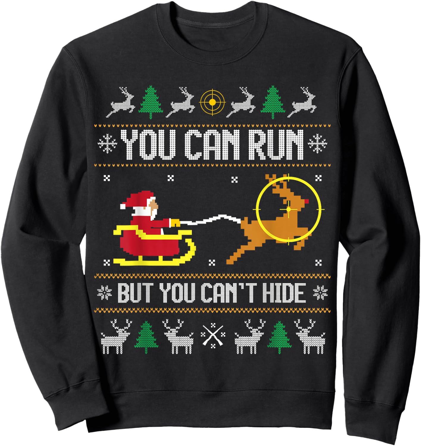 Deer Hunting Santa Claus Hunter Hunt Ugly Christmas Sweater Sweatshirt - Sweatshirt | Black