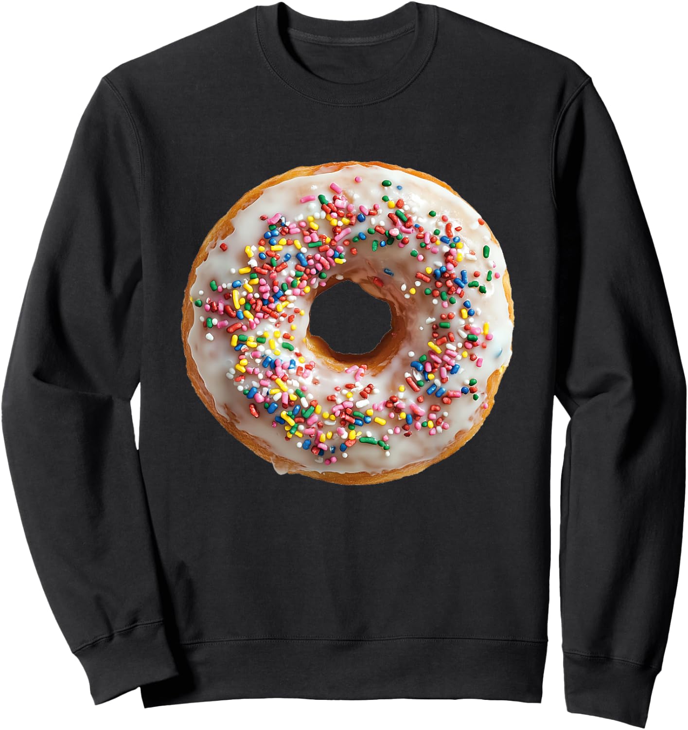 Candy Designs. -Adult, -Kid Donuts Colorful Sprinkles Doughnut Funny Graphic Sweatshirt - Sweatshirt | Black