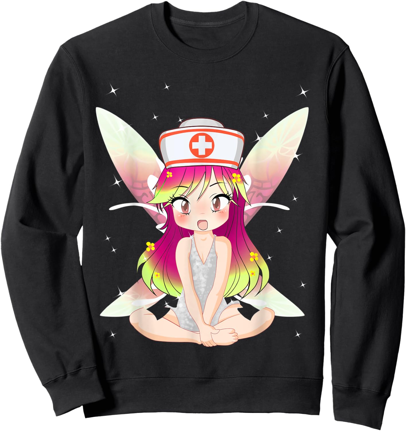 Anime Pixie Fairy Nurse Appreciation International Nurse Day Sweatshirt - Sweatshirt | Black