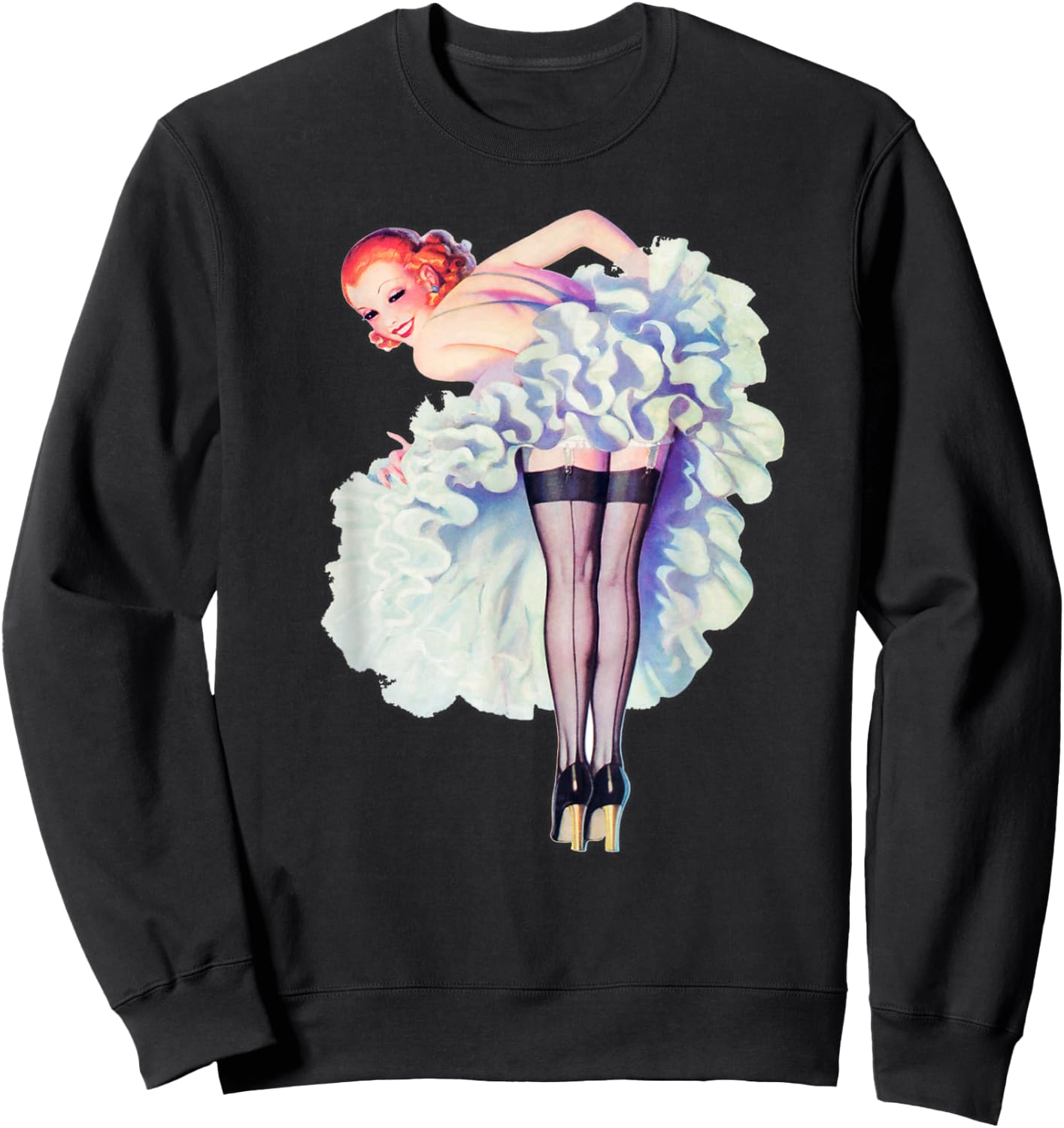 WW2 America Vintage Redhead Pin Up Girls-Sexy Pinup Girl Art Sweatshirt - Sweatshirt | Black