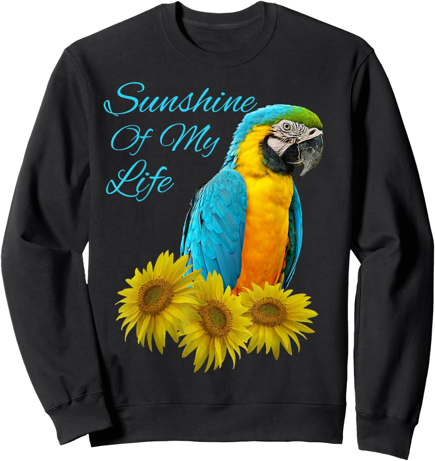 Yellow Chestnut Macaw Parrot Sunshine Sunflower Sweatshirt - Sweatshirt | Black