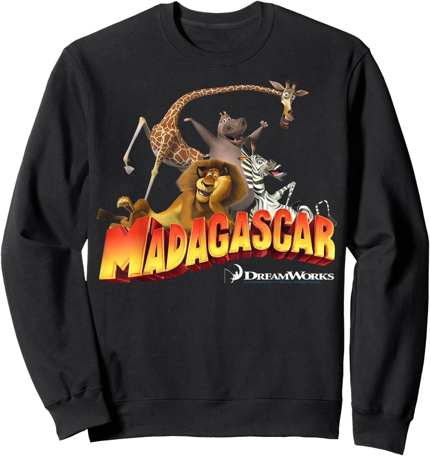 Madagascar Group Shot Classic Movie Logo Sweatshirt - Sweatshirt | Black