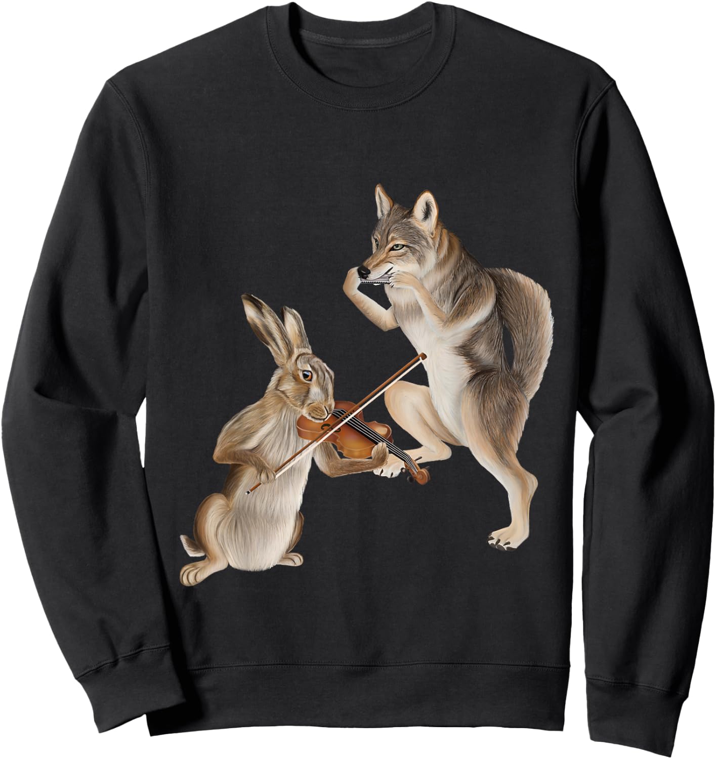 Fiddle and Harmonica - Coyote and a Hare Sweatshirt - Sweatshirt | Black