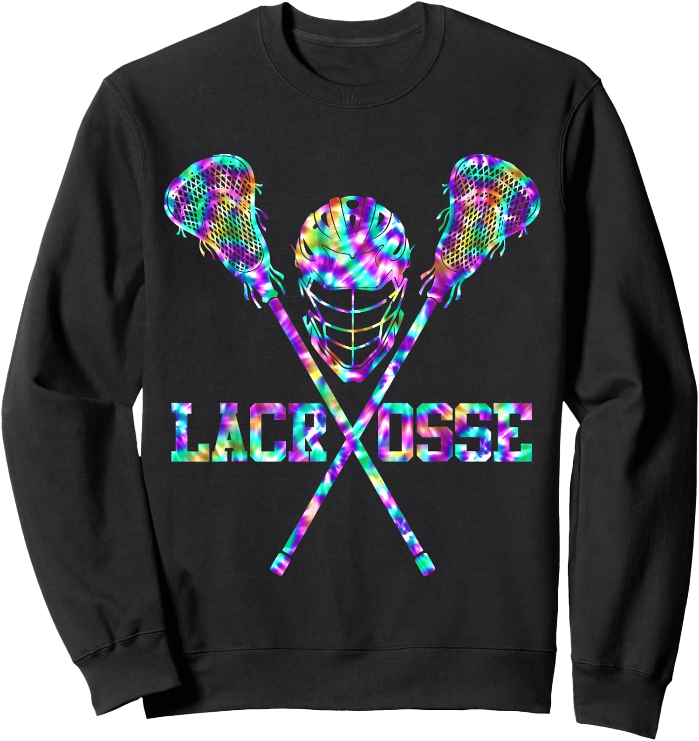 Lacrosse Tie Dye Women Girls Boys Lax Helmet Sticks Sweatshirt - Sweatshirt | Black