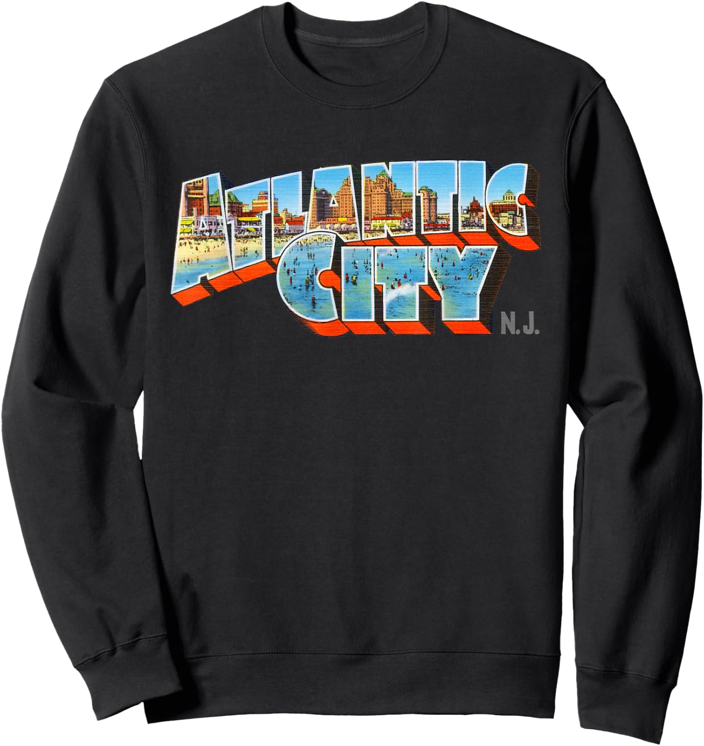 Atlantic City New Jersey NJ Vintage Retro Souvenir Sweatshirt - Sweatshirt | Black