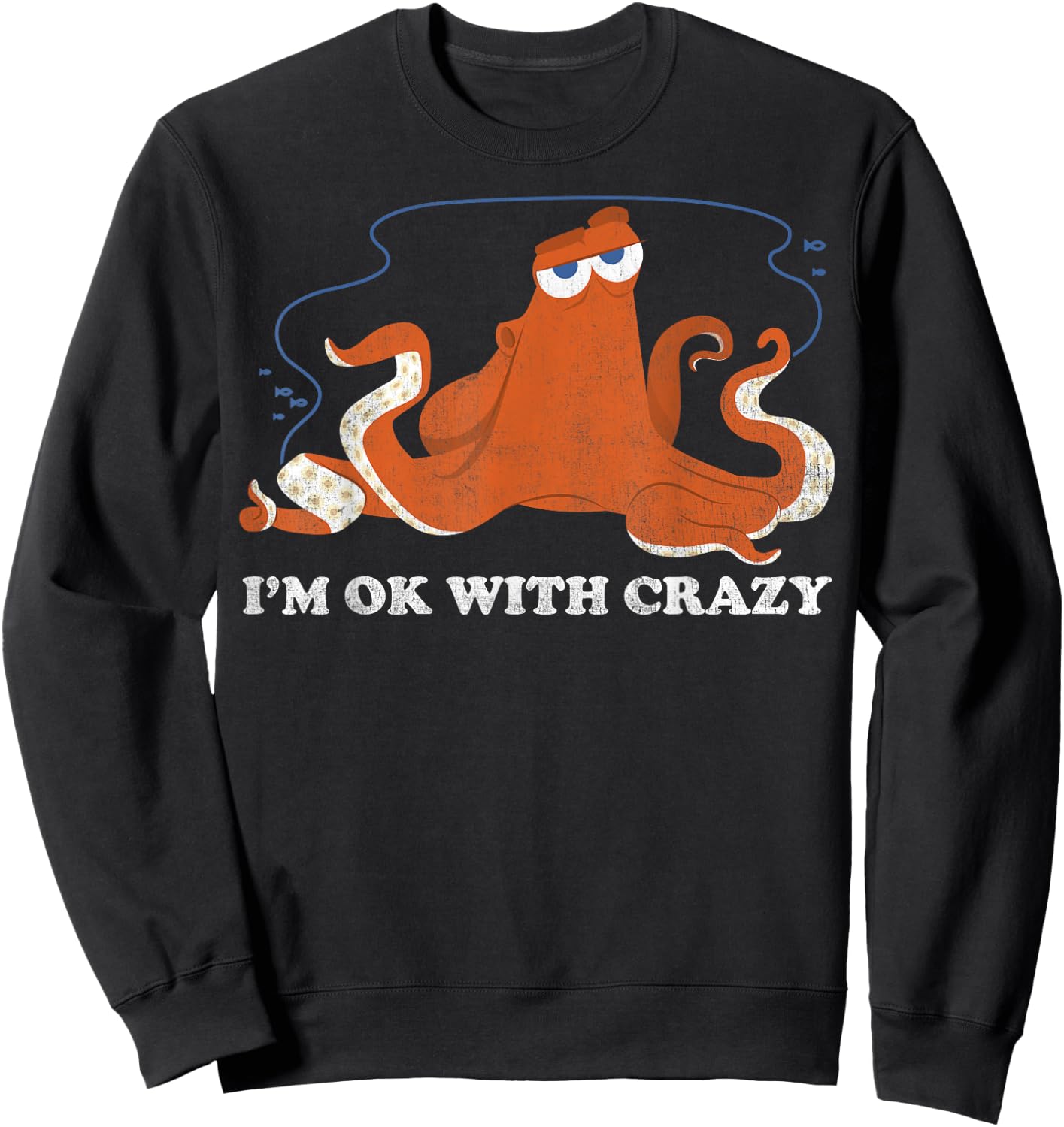Disney Pixar Finding Dory Hank Ok With Crazy Bold Logo Sweatshirt - Sweatshirt | Black