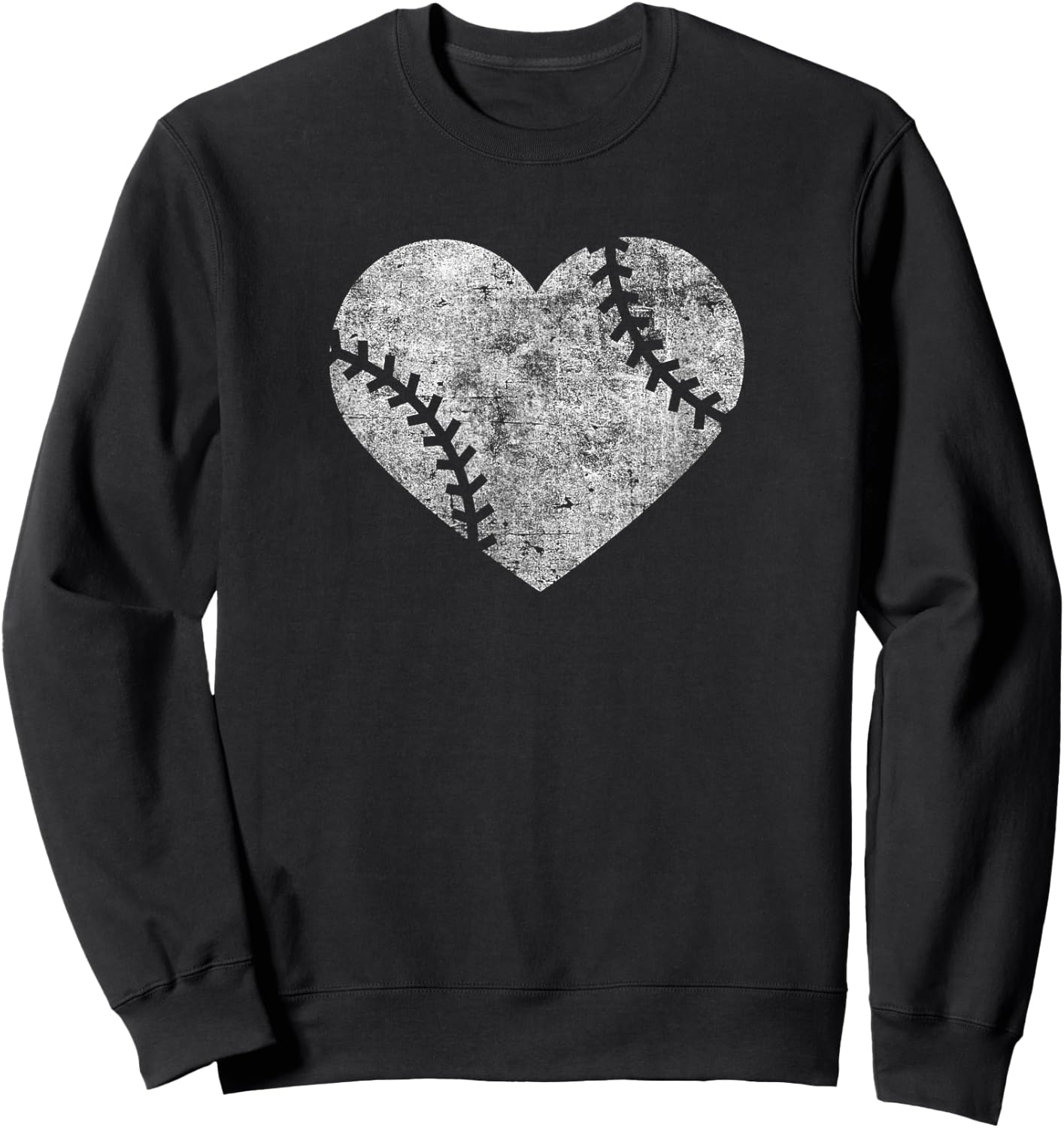 I Love Baseball Distressed Vintage Heart Graphic Sweatshirt - Sweatshirt | Black