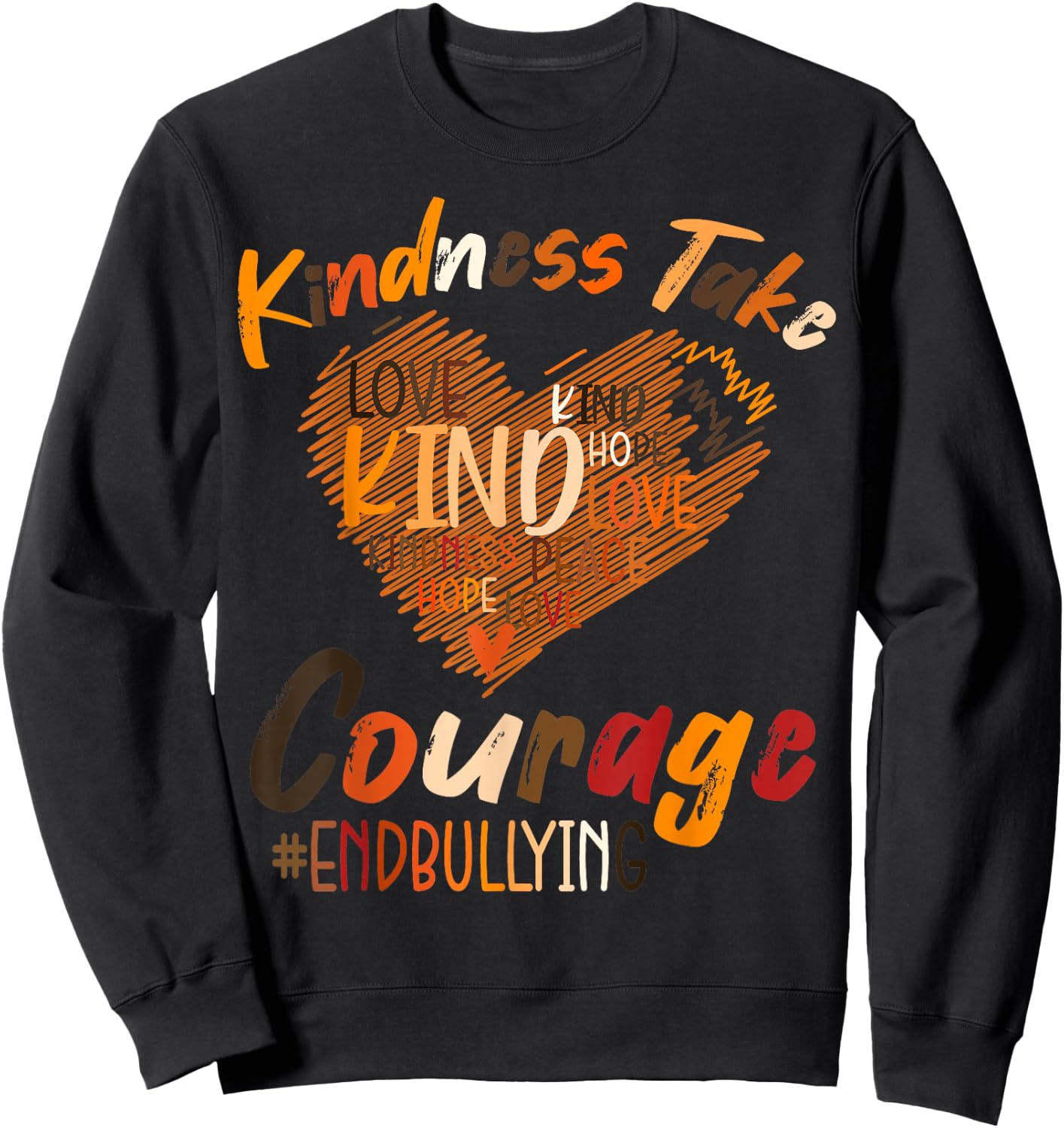 Kindness Take Courage End Bullying Unity Day Orange Kids Sweatshirt - Sweatshirt | Black
