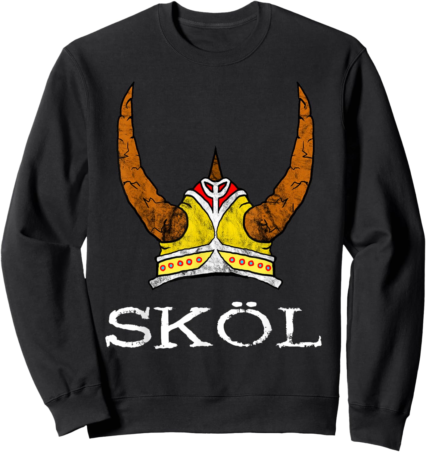 Nordic Viking Warrior Norwegian Northman Gifts Skol Viking Helmet Nordic Horned Helmet Norse Mythology Adult Black Medium Sweatshirt - Sweatshirt | Black