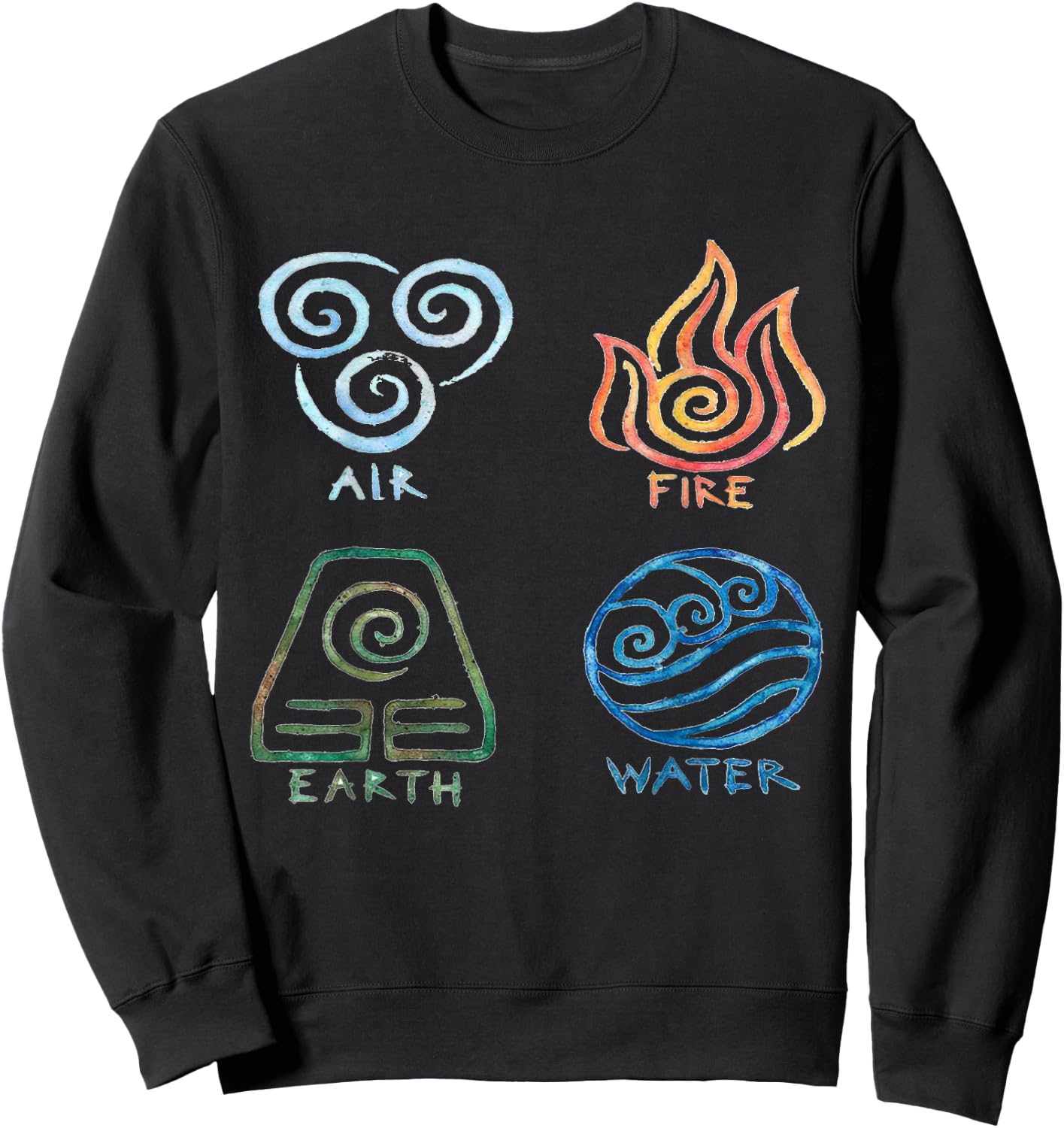 Vintage Graphic Funny Air Fire Water Earth Classic Logo Sweatshirt - Sweatshirt | Black