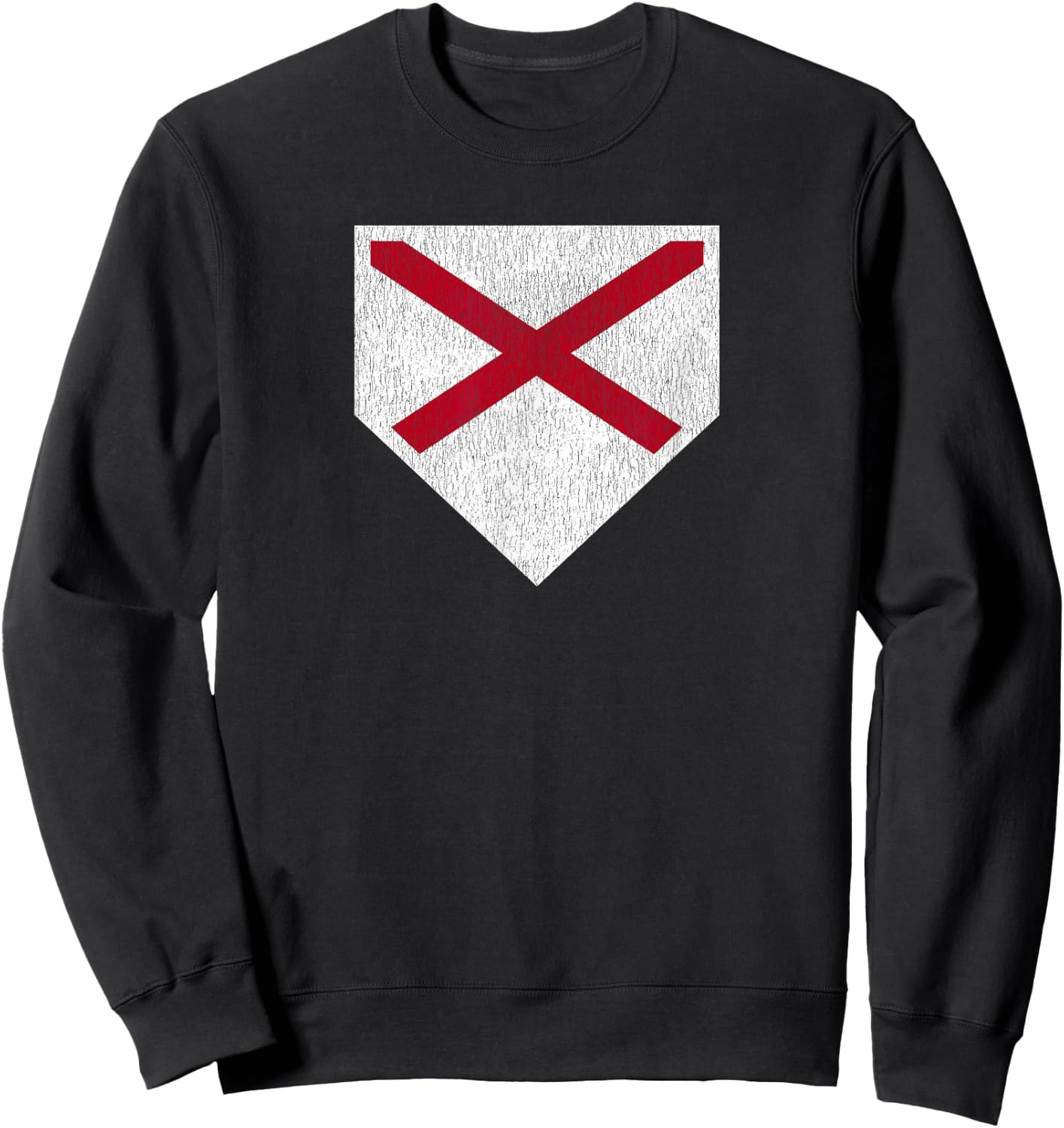 Vintage Baseball Home Plate With Alabama State Flag Sweatshirt - Sweatshirt | Black