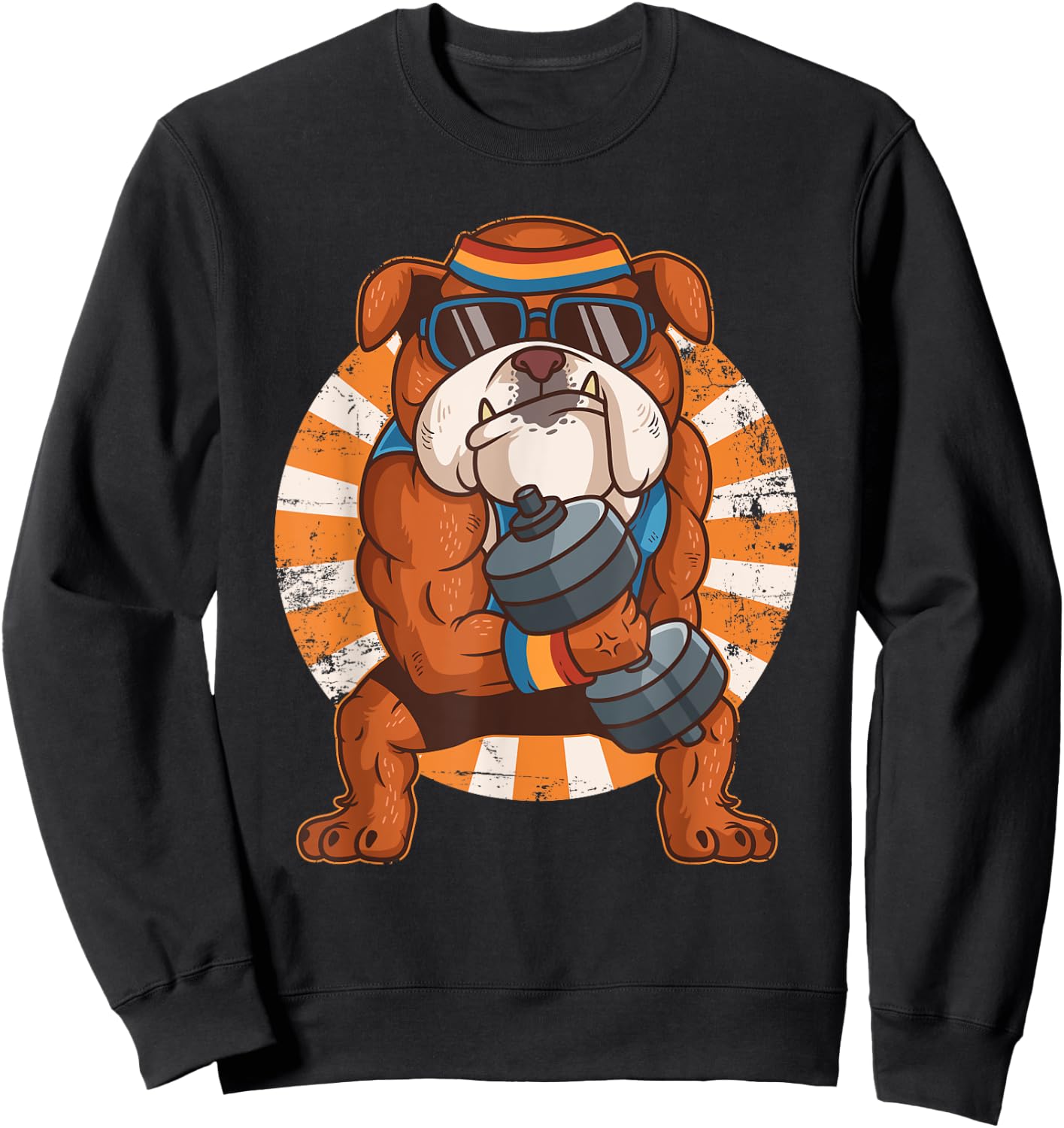 Bulldog Weight Lifting Workout Gym Training Dog Lovers Women Kids Sweatshirt - Sweatshirt | Black