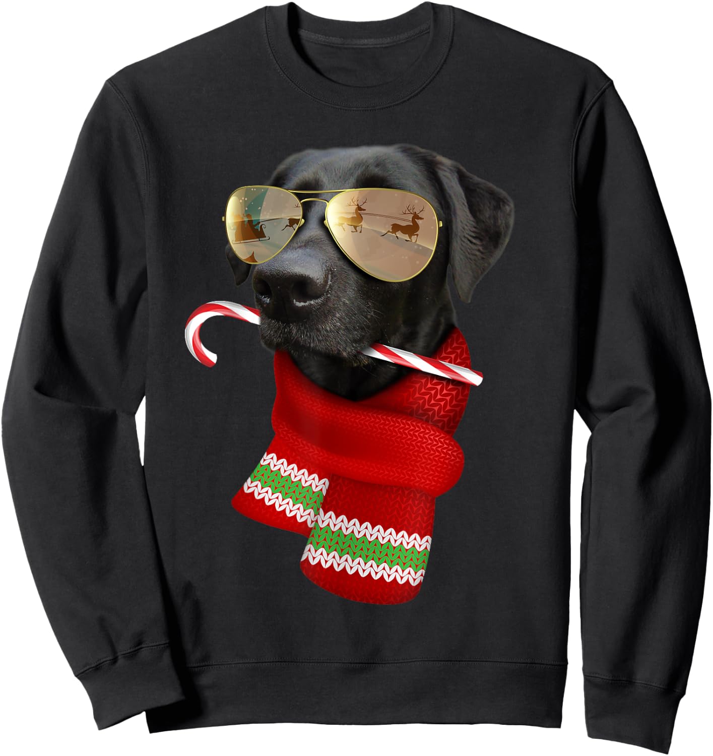 Labrador Shirt Christmas Gift Dog Lovers Lab Sunglasses Women Kids Sweatshirt - Sweatshirt | Black