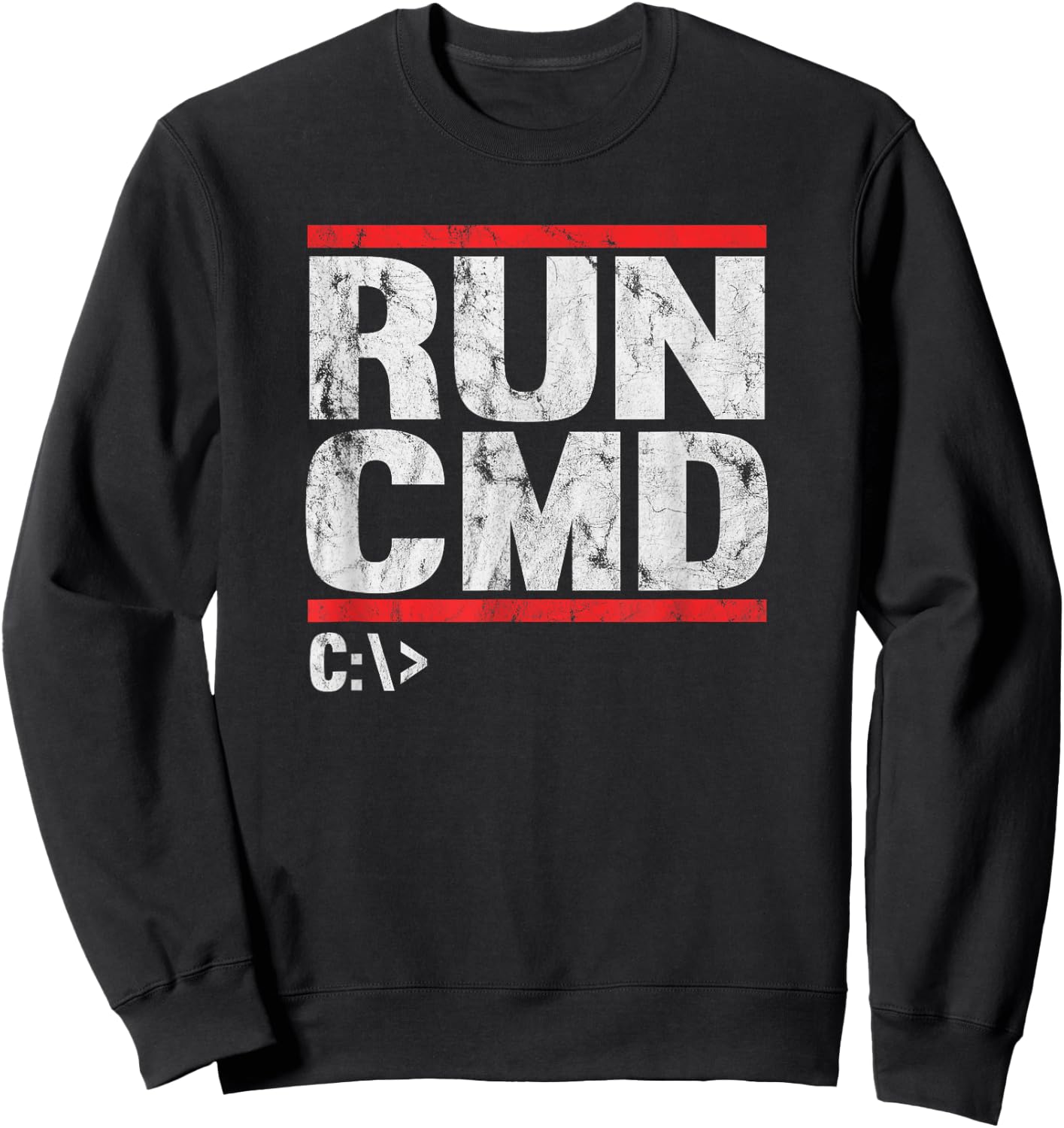 Run CMD Distressed Funny Sweatshirt - Sweatshirt | Black