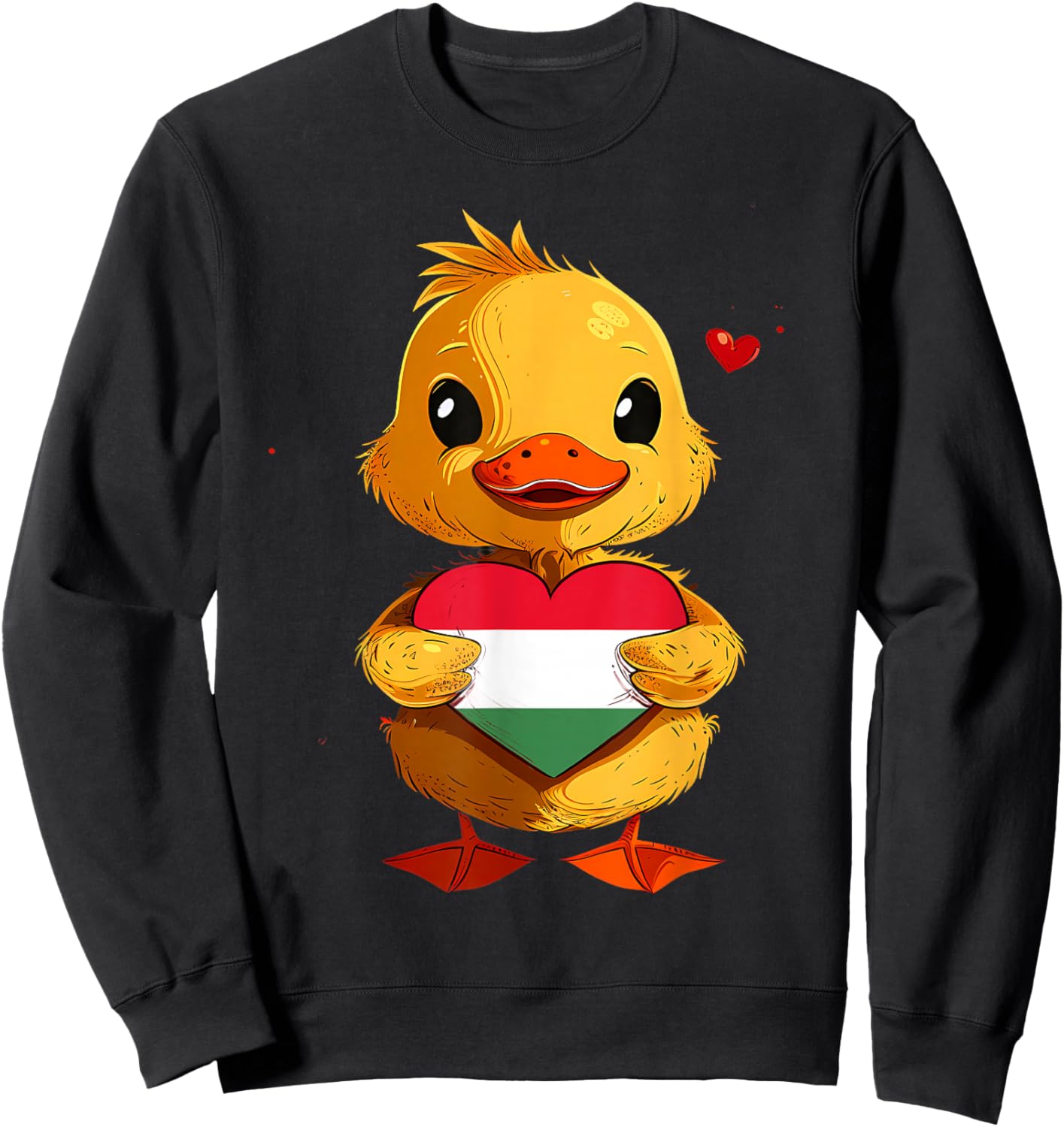 Hungarian Flag Cute Duck Heart Hungarian Pride Hungary Sweatshirt - Sweatshirt | Black