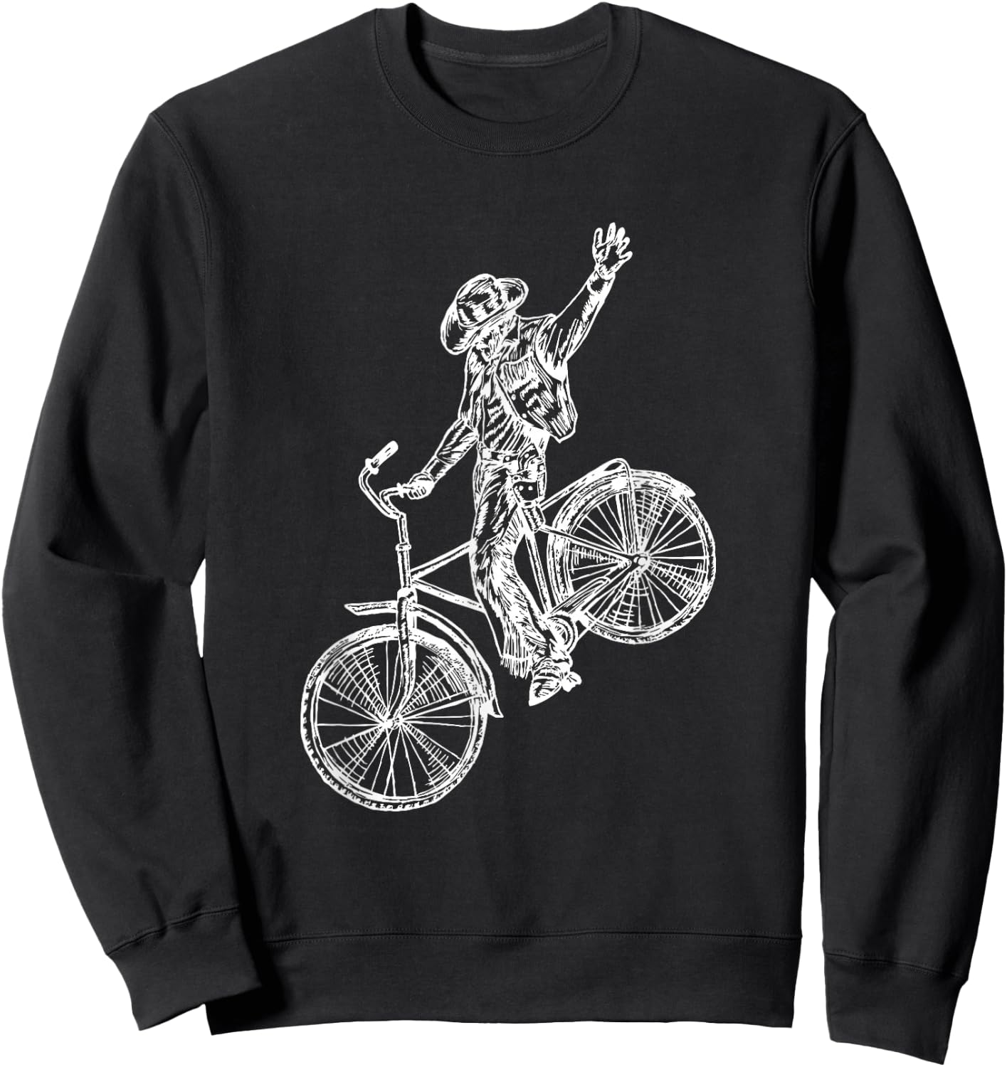 Cowboy Cycling Bicycle Funny Biker Biking Riding Bike Sweatshirt - Sweatshirt | Black