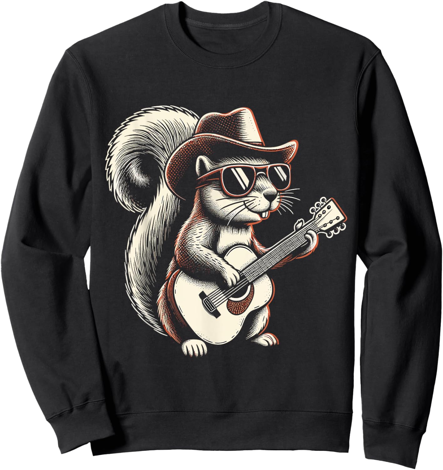 Squirrel Playing Guitar Sweatshirt - Sweatshirt | Black