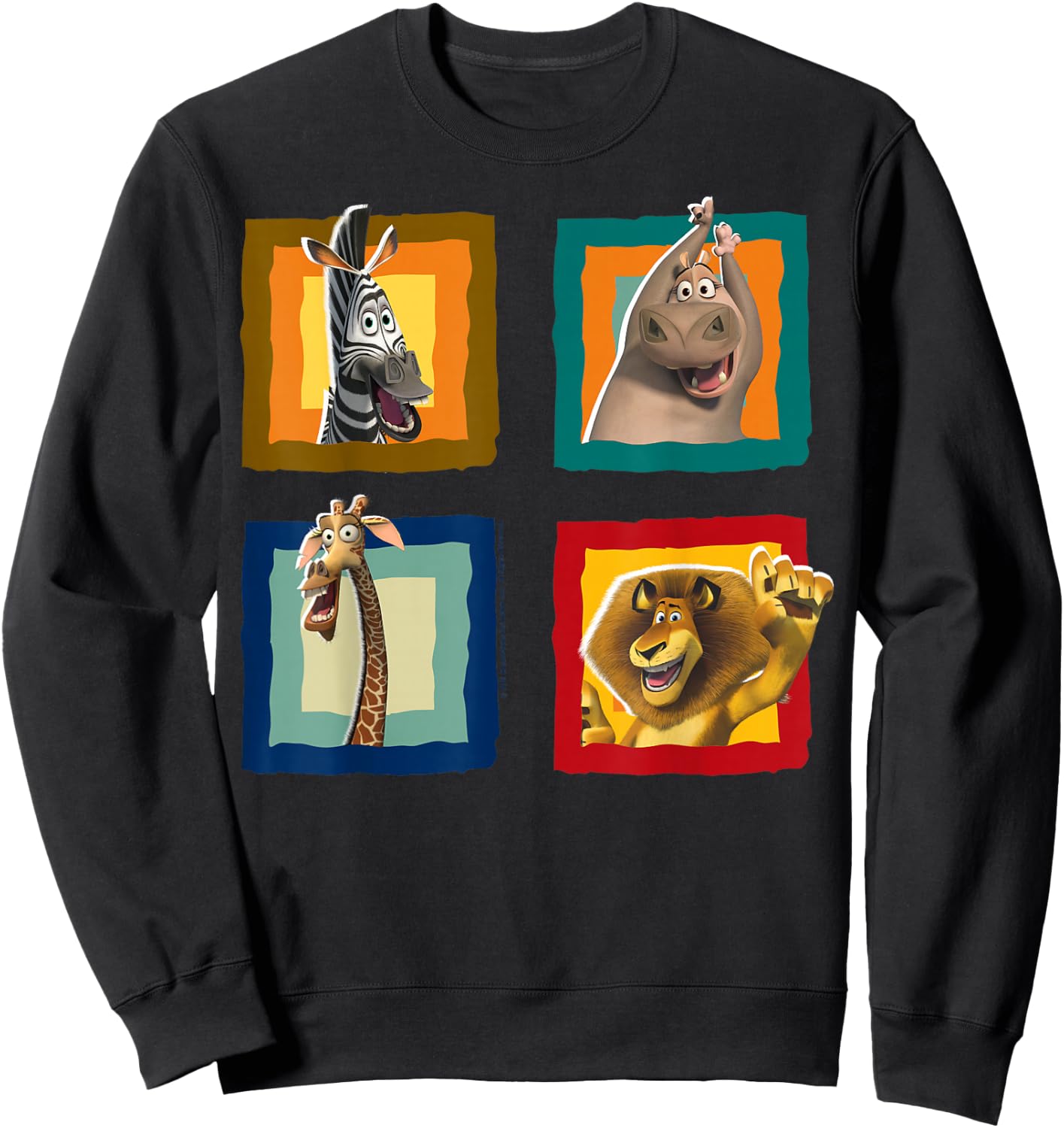 Madagascar Group Shot Quad Panel Poster Sweatshirt - Sweatshirt | Black