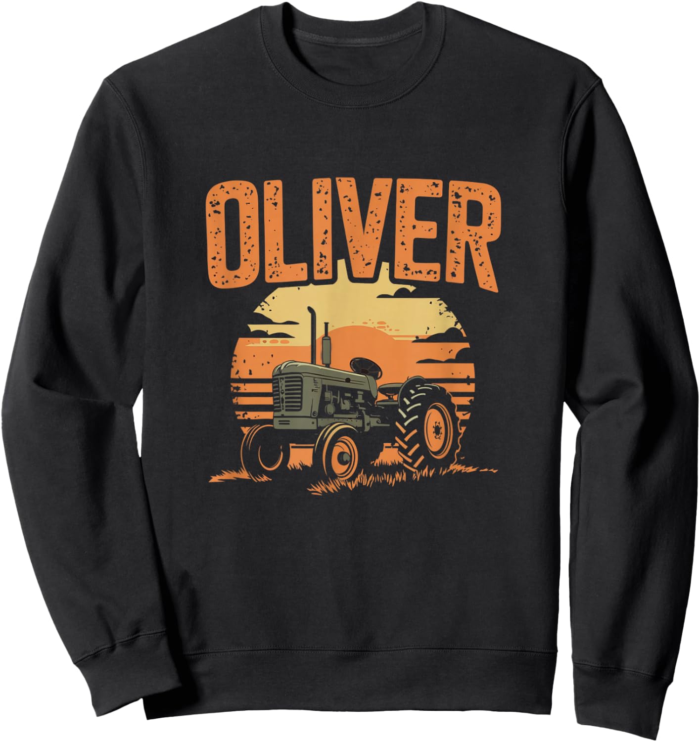 Oliver Personalized Nametag Tractor for OLIVER Sweatshirt - Sweatshirt | Black