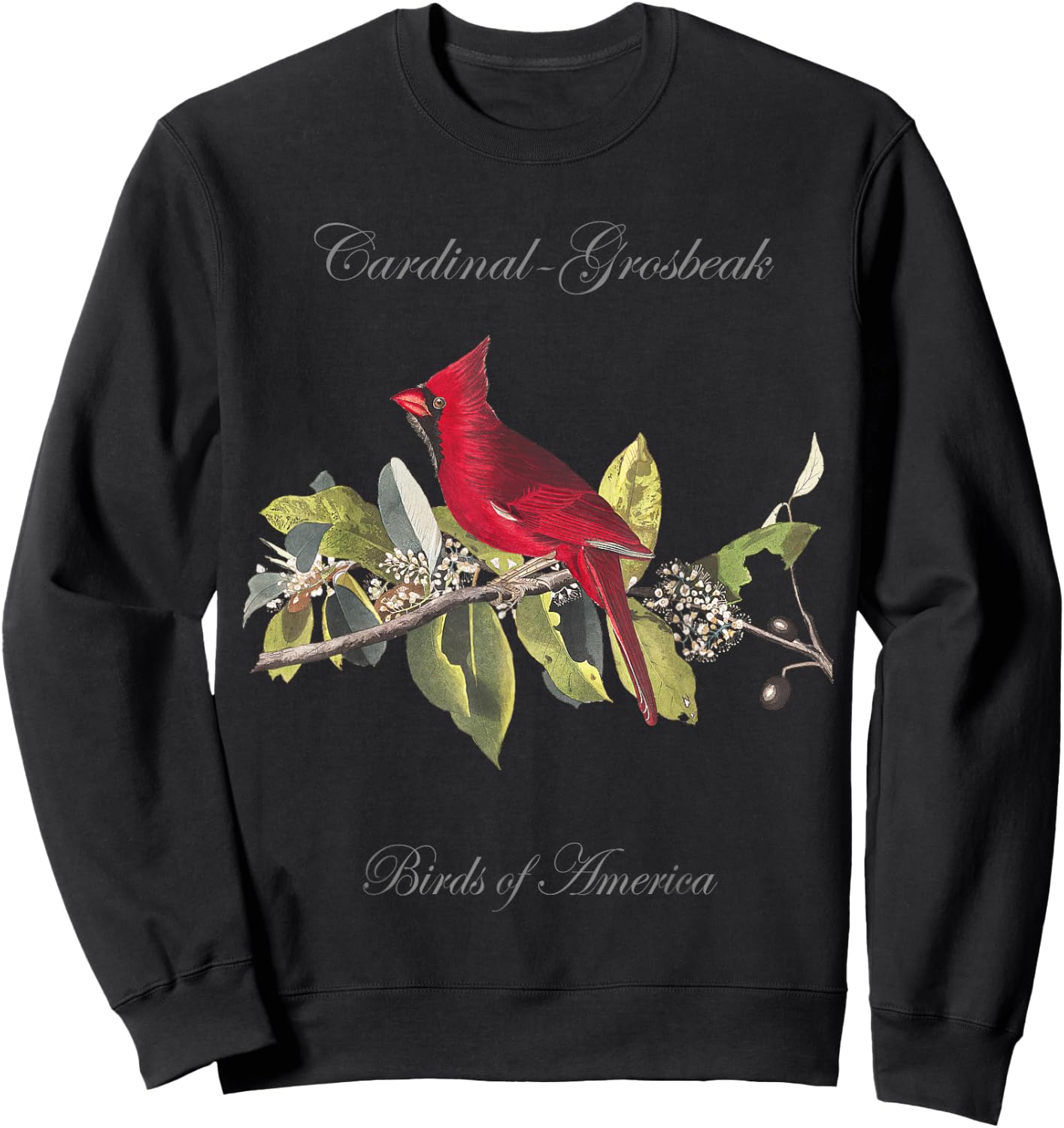 Red Cardinal - Birds of America Series Audubon Sweatshirt - Sweatshirt | Black