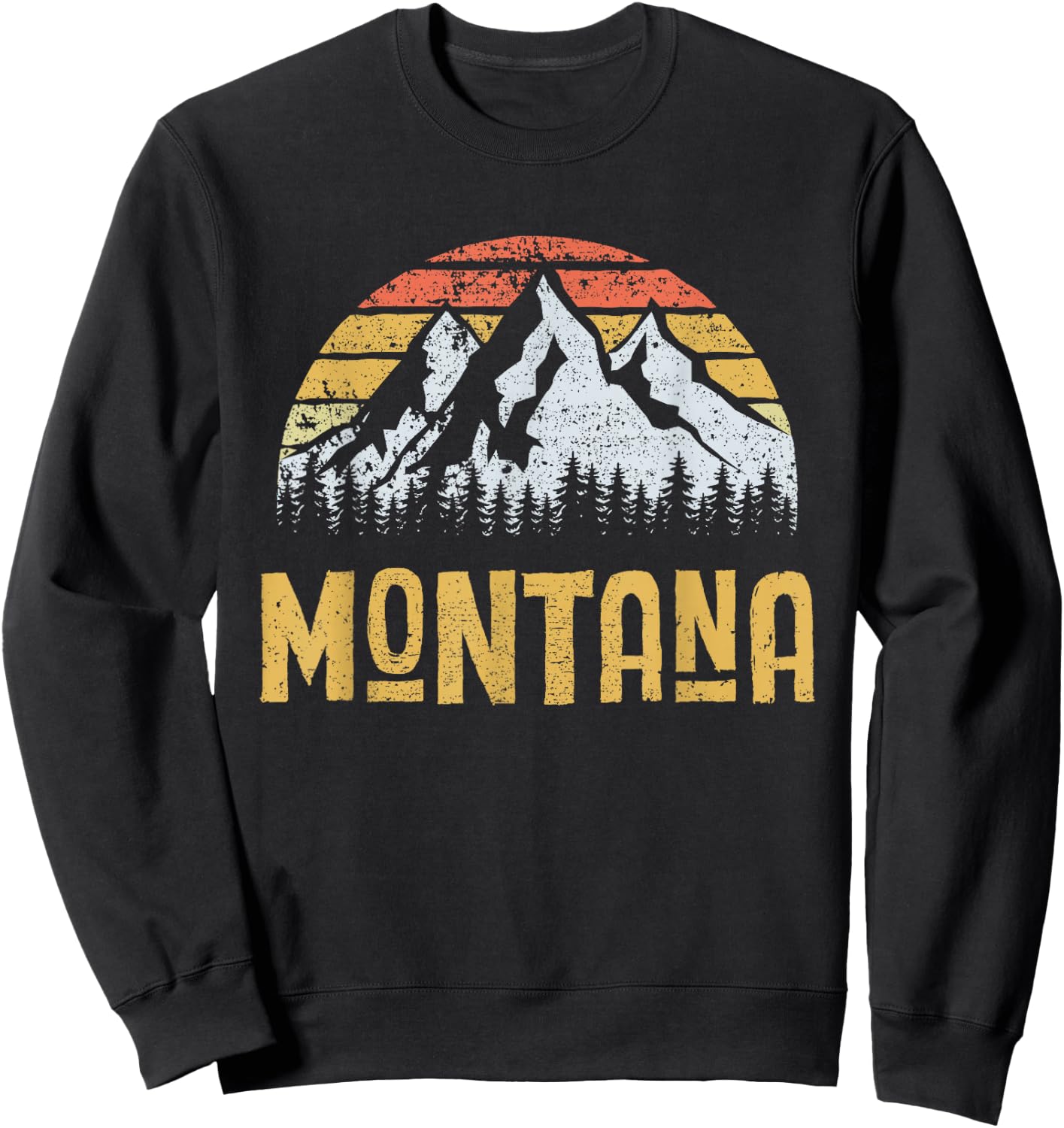 Vintage Retro MT Montana U.S. Mountain State Sweatshirt - Sweatshirt | Black