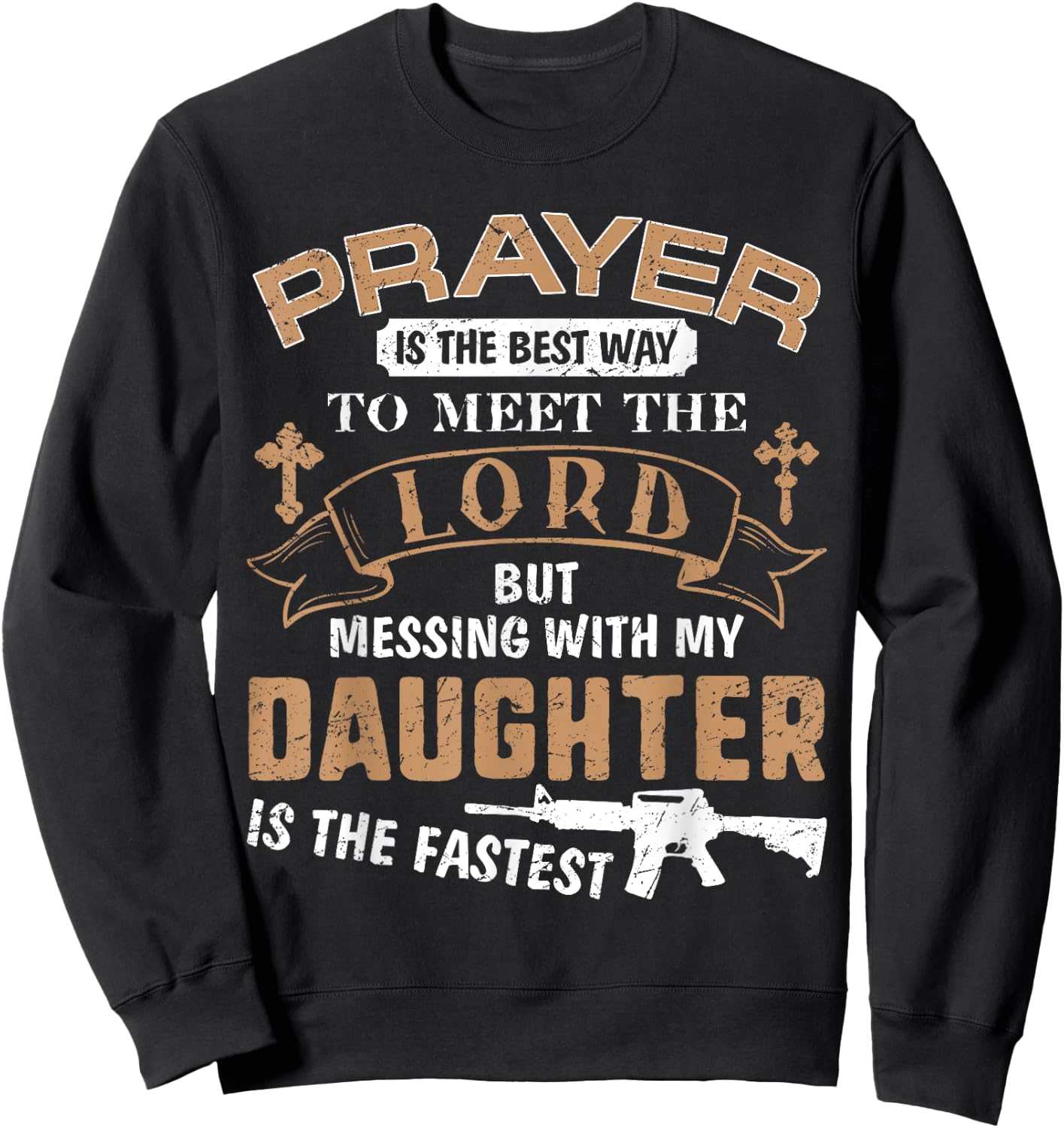 Father Day Funny For Proud Daddy Dad If You Mess My Daughter Sweatshirt - Sweatshirt | Black