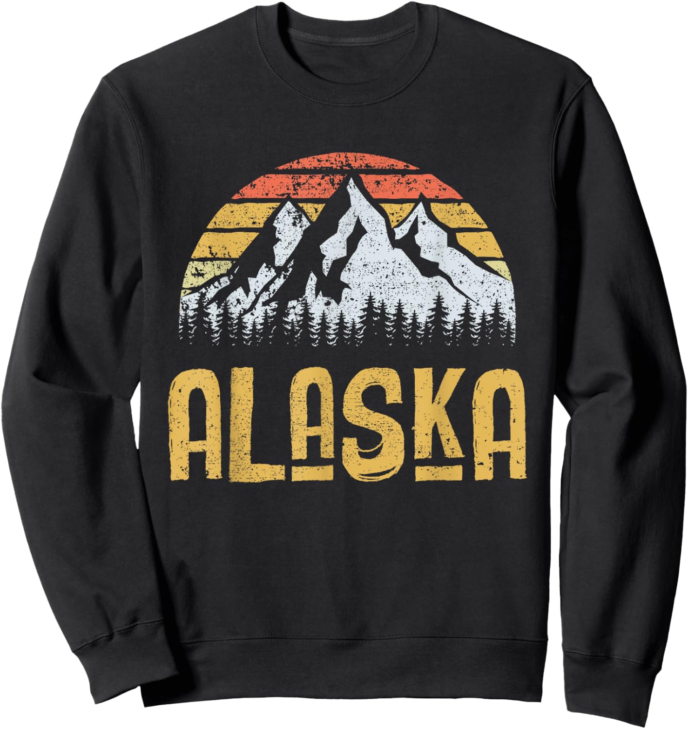 Vintage Retro Alaska U.S. Mountains Glacier Sweatshirt - Sweatshirt | Black