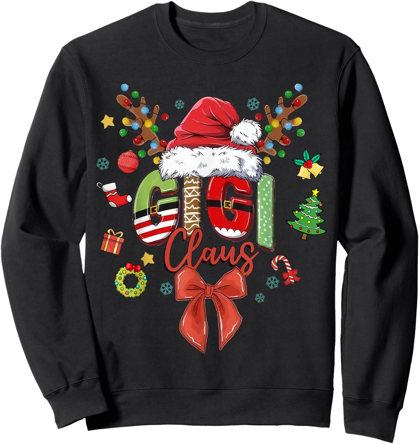 Gigi Claus Coquette Christmas Matching Family Xmas Santa Hat Sweatshirt - Sweatshirt | Black