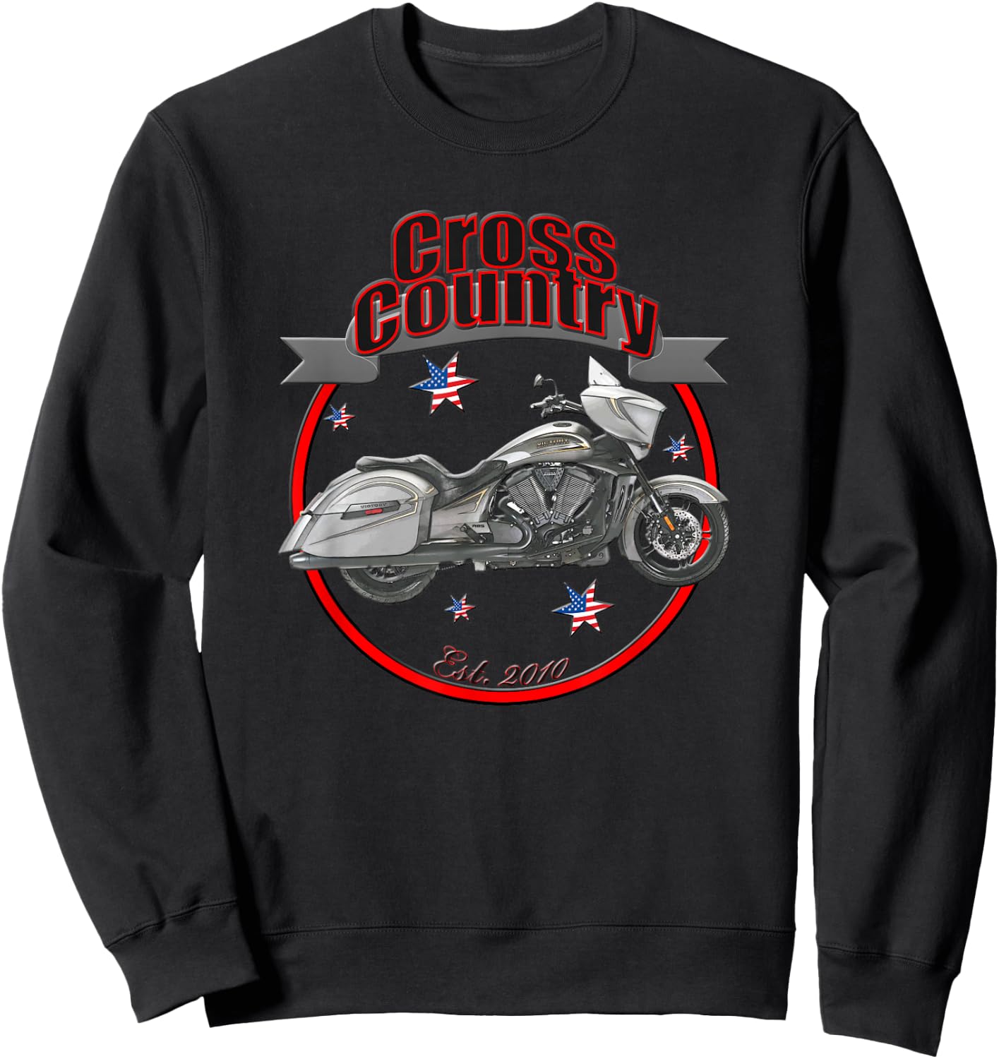 Victory Cross Country U.S.A. Star Motorcycle Sweatshirt - Sweatshirt | Black