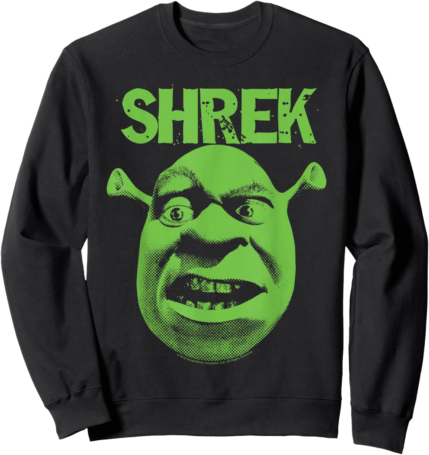 Shrek Grumpy Green Comic Art Face Sweatshirt - Sweatshirt | Black