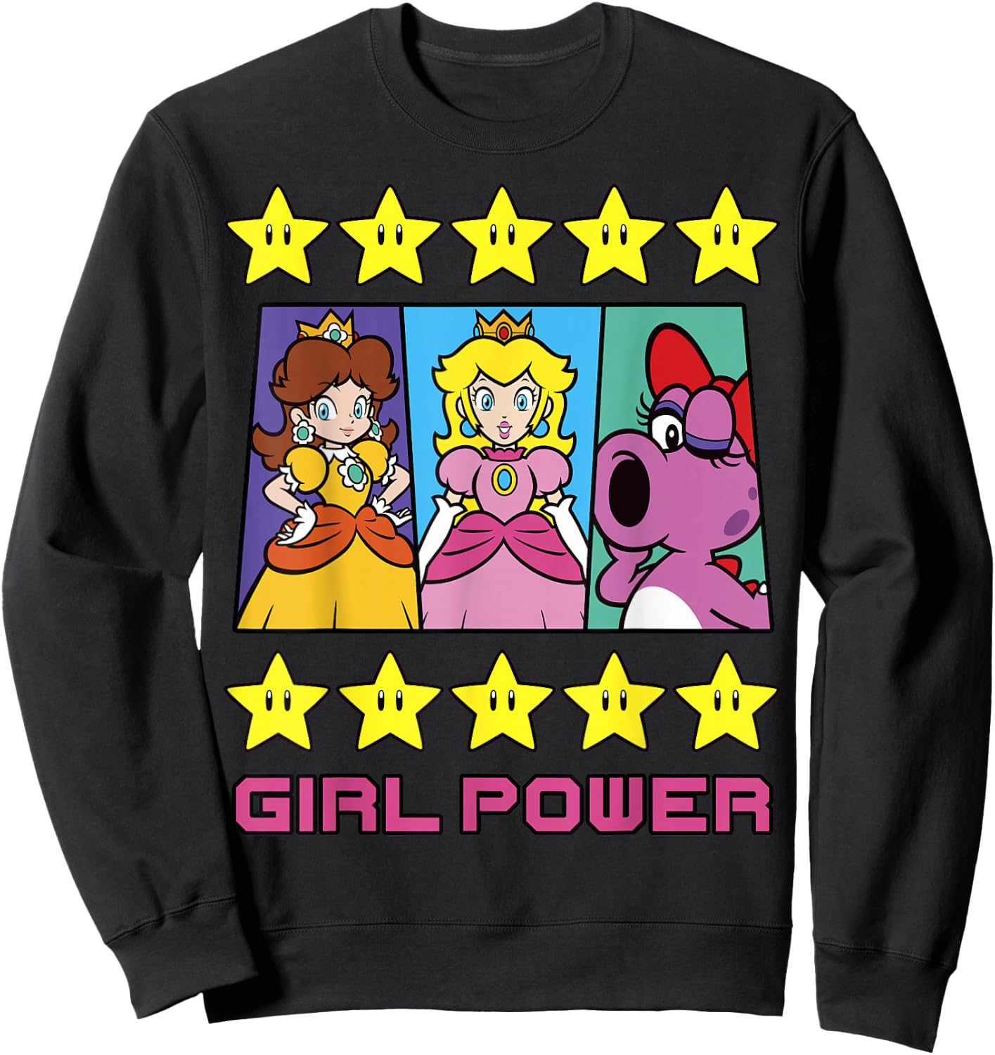 Super Mario Daisy Peach Birdo Girl Power Poster Sweatshirt - Sweatshirt | Black