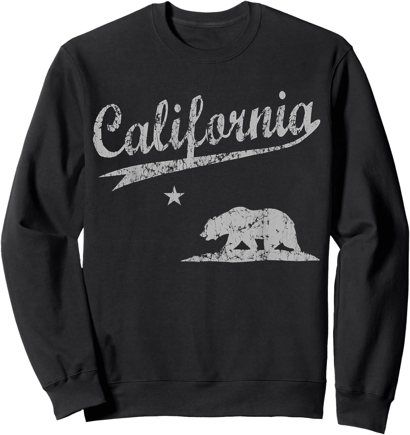 California Republic Flag Vintage Distressed Men Women Kids Sweatshirt - Sweatshirt | Black