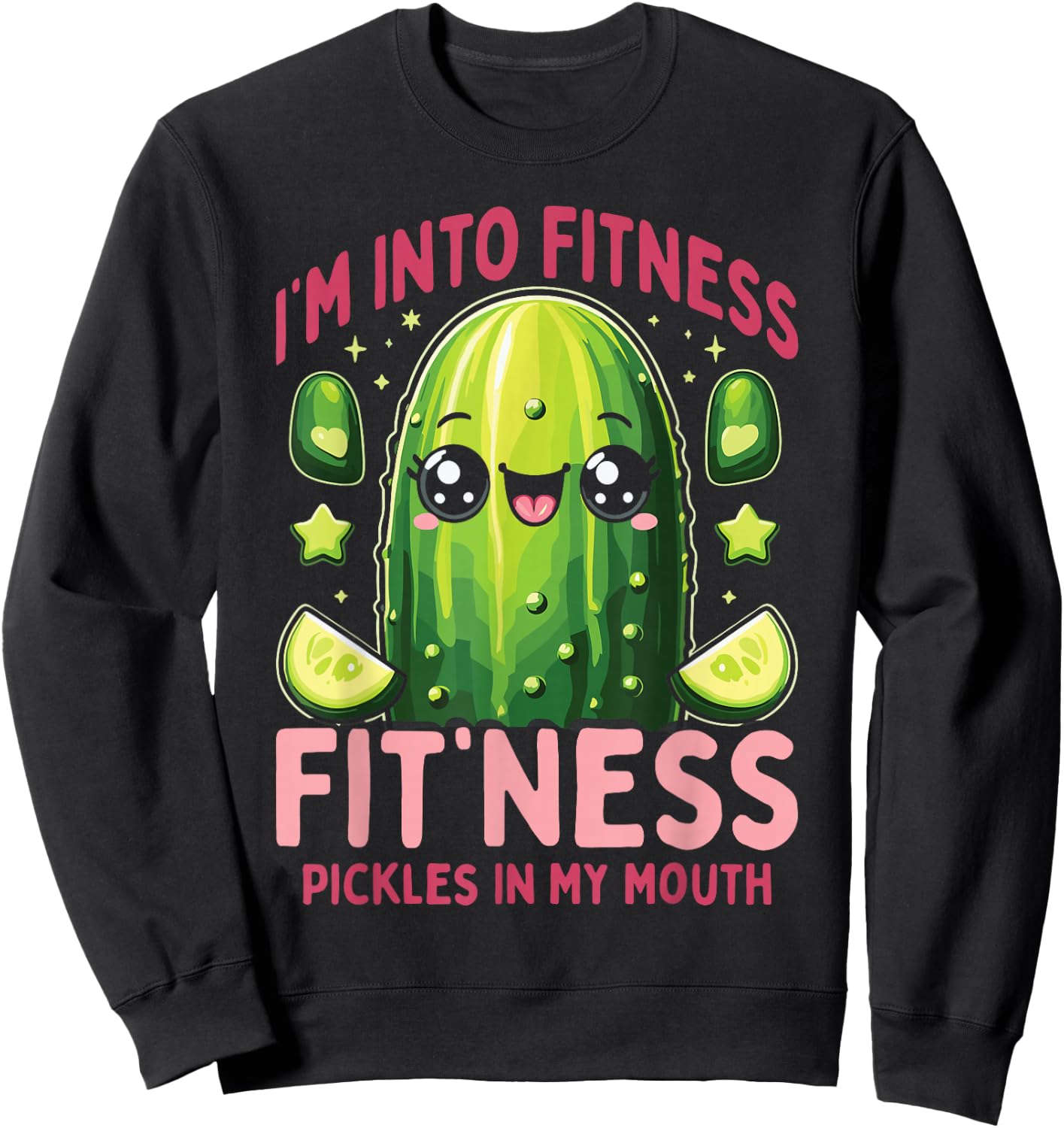 Fit'ness Pickles In My Mouth Canned Pickle Sweatshirt - Sweatshirt | Black