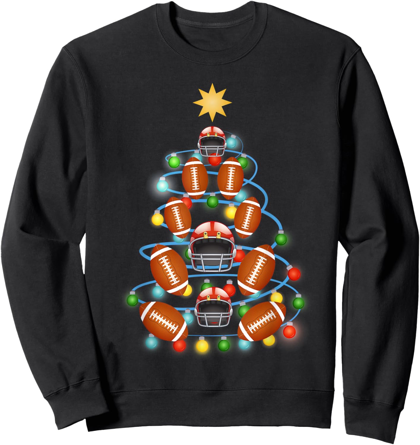 Football Christmas Tree Lights-Cute Football Christmas Gift Sweatshirt - Sweatshirt | Black