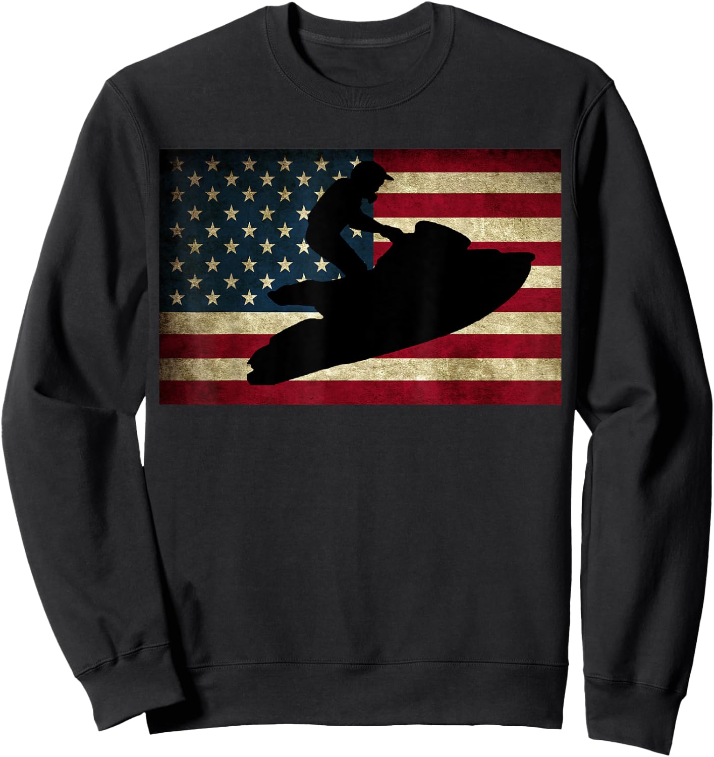Jet Ski T Shirt Jet Skier Jet Skiing USA Flag Sweatshirt - Sweatshirt | Black