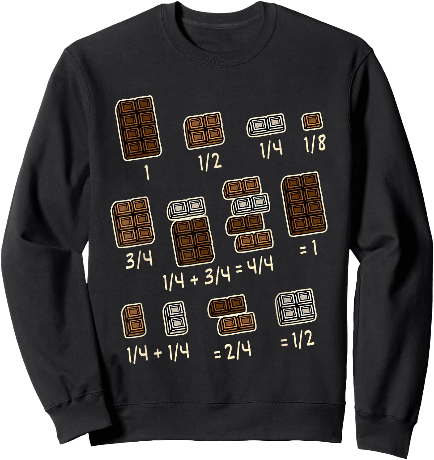 Gifts for Teachers and Students Funny Math Apparel Chocolate Quick Maths Fraction Fractions Dear Math Teachers -Kids Sweatshirt - Sweatshirt | Black