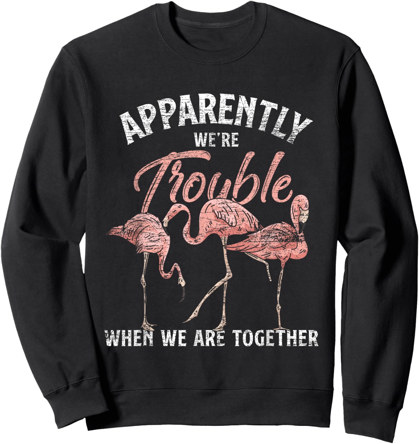 Apparently We Are Trouble When We Are Together Flamingo Sweatshirt - Sweatshirt | Black
