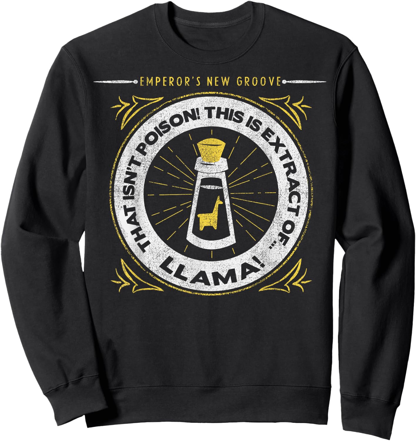 Disney Emperors New Groove Extract of Llama Logo Small Sweatshirt - Sweatshirt | Black